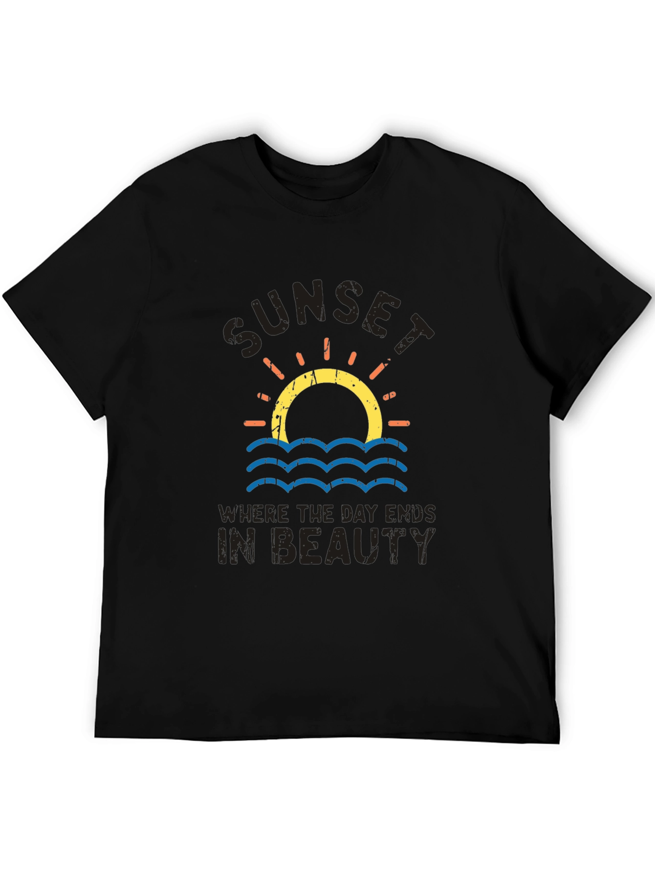 Black Sunset Beach T-Shirt - Where the Day Ends in Beauty view 5