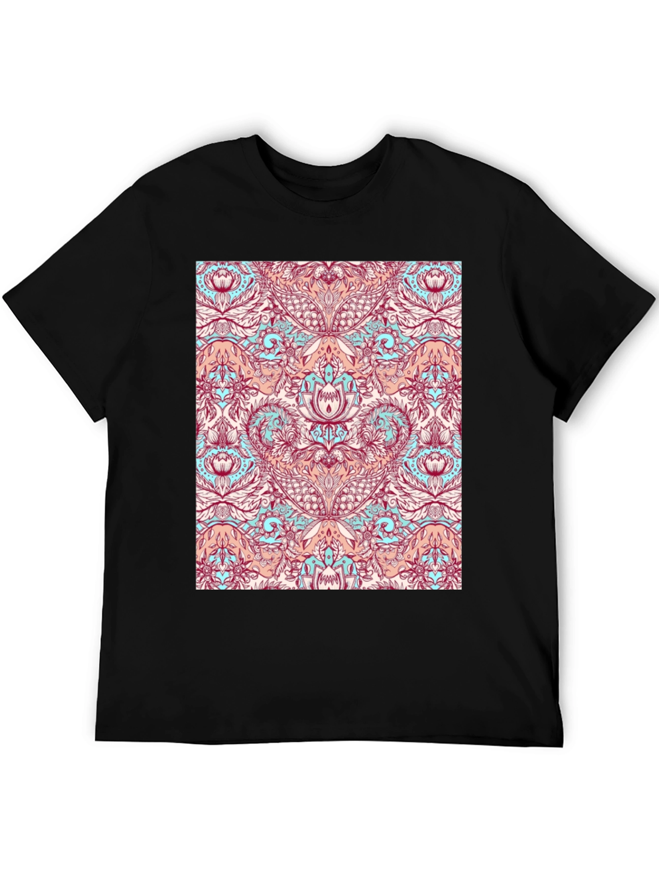 Black Floral Pattern Tee - Unique Design, Casual Style view 5
