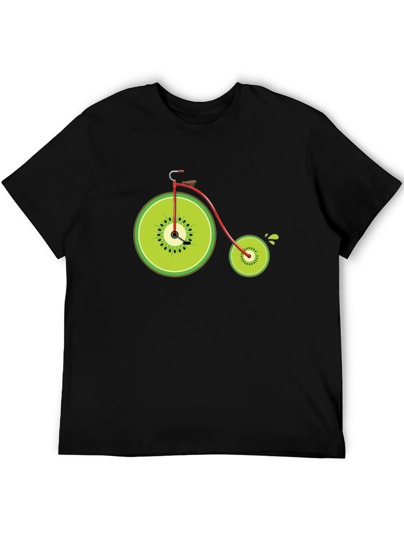 Black Kiwi Bike Graphic Tee - Quirky Fruit Bicycle Design view 5