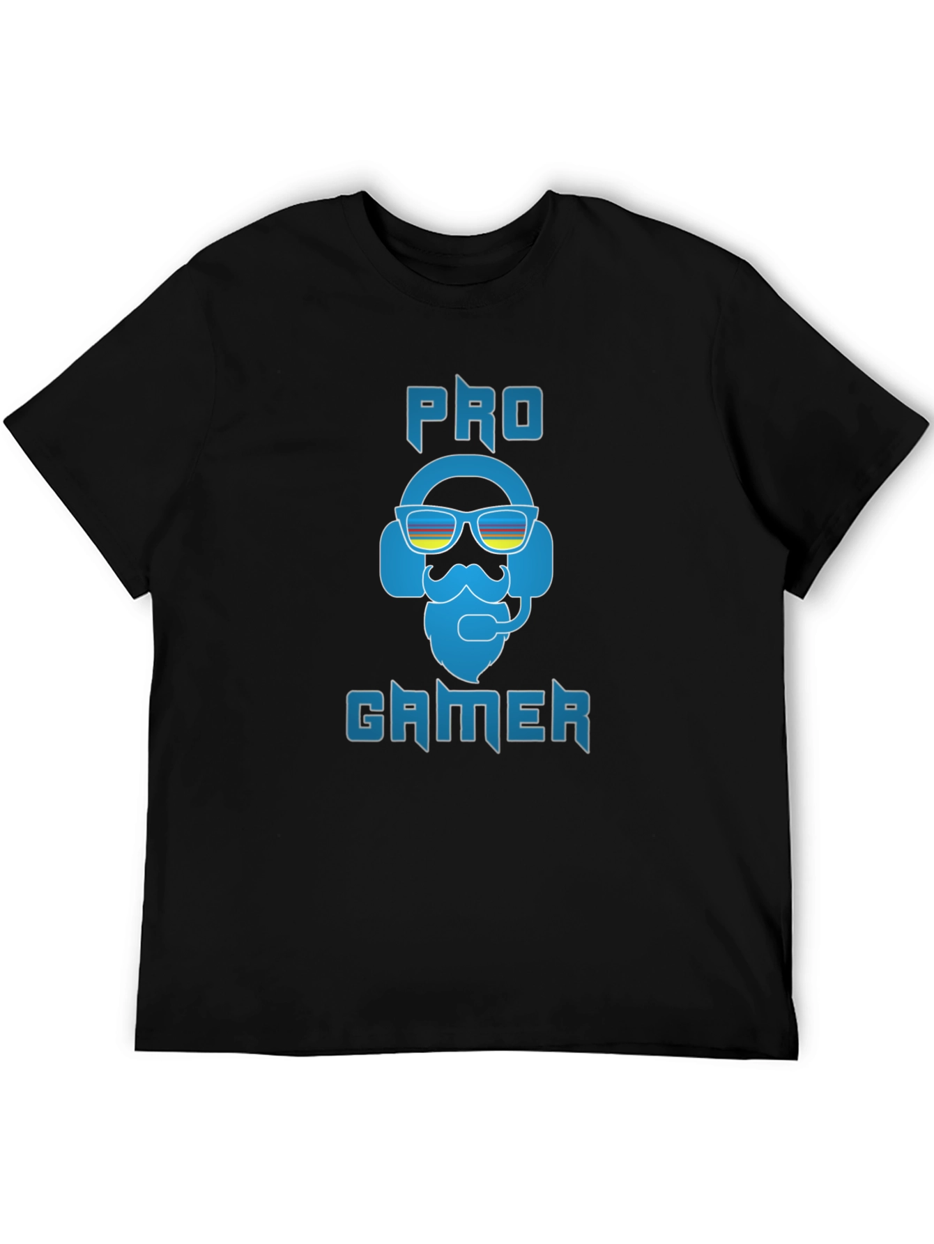 Black Pro Gamer Black T-Shirt - Bearded Headset Design view 5