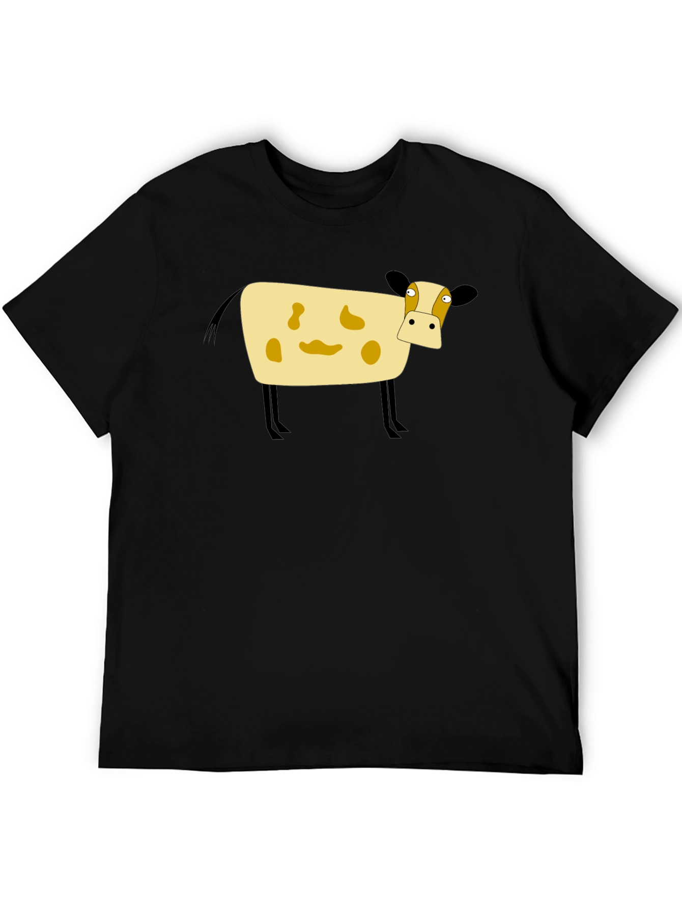 Black Cartoon Cow Black T-Shirt view 5