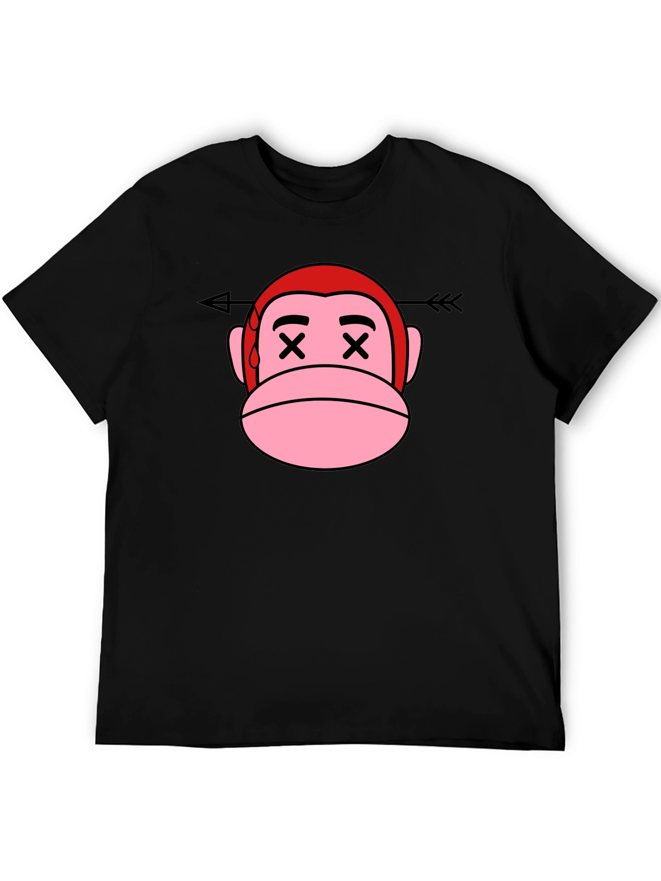 Black Cartoon Monkey Arrow T-Shirt view 5