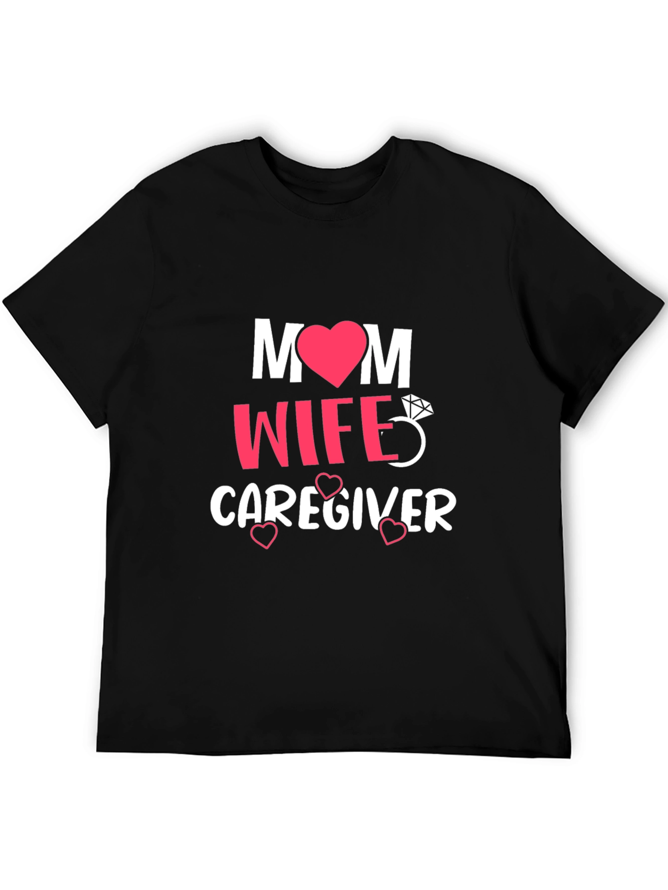 Black Mom Wife Caregiver Graphic Tee - Black T-Shirt view 5