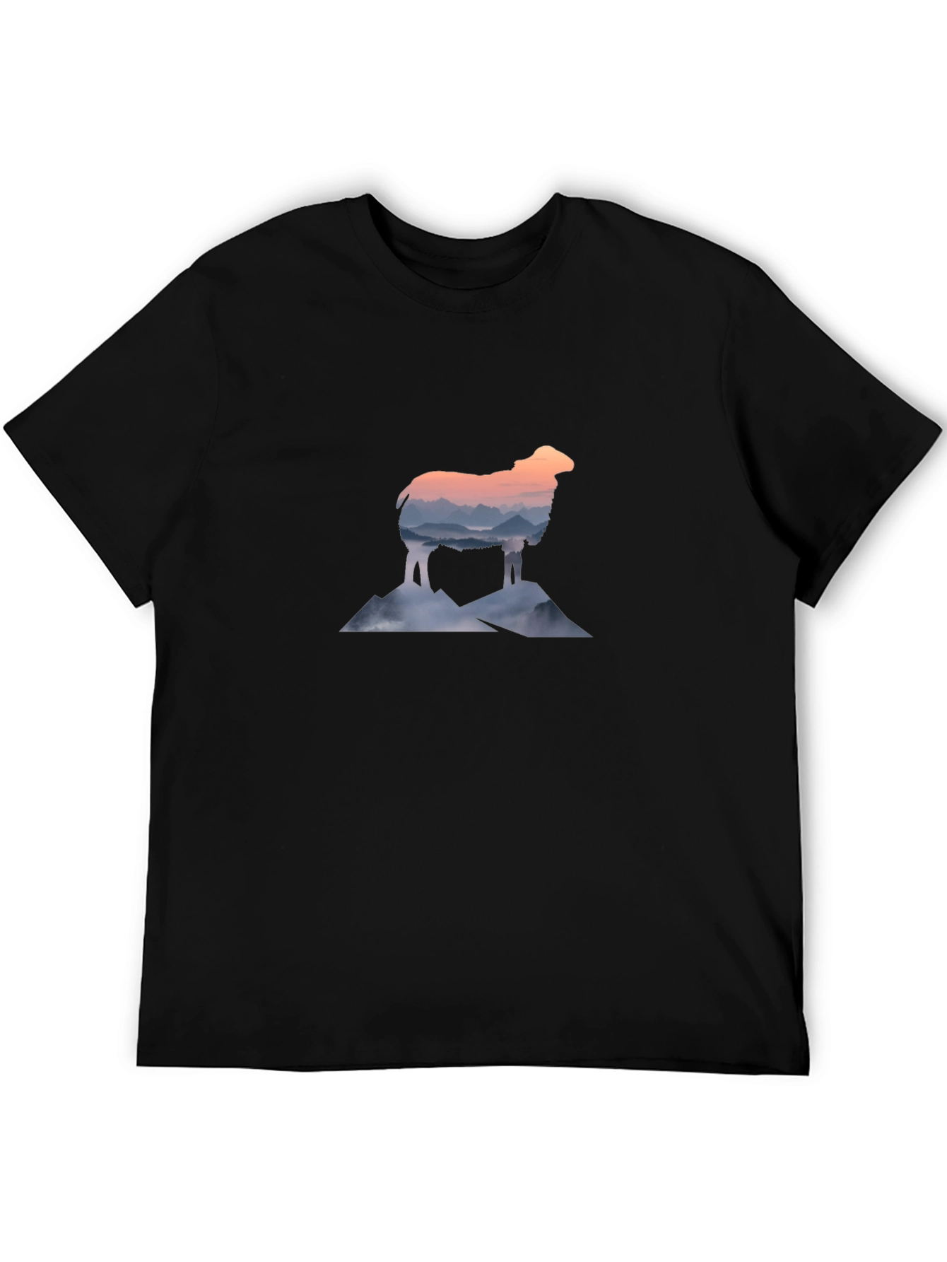 Black Mountain Sheep Graphic Tee - Stylish Black T-Shirt view 5