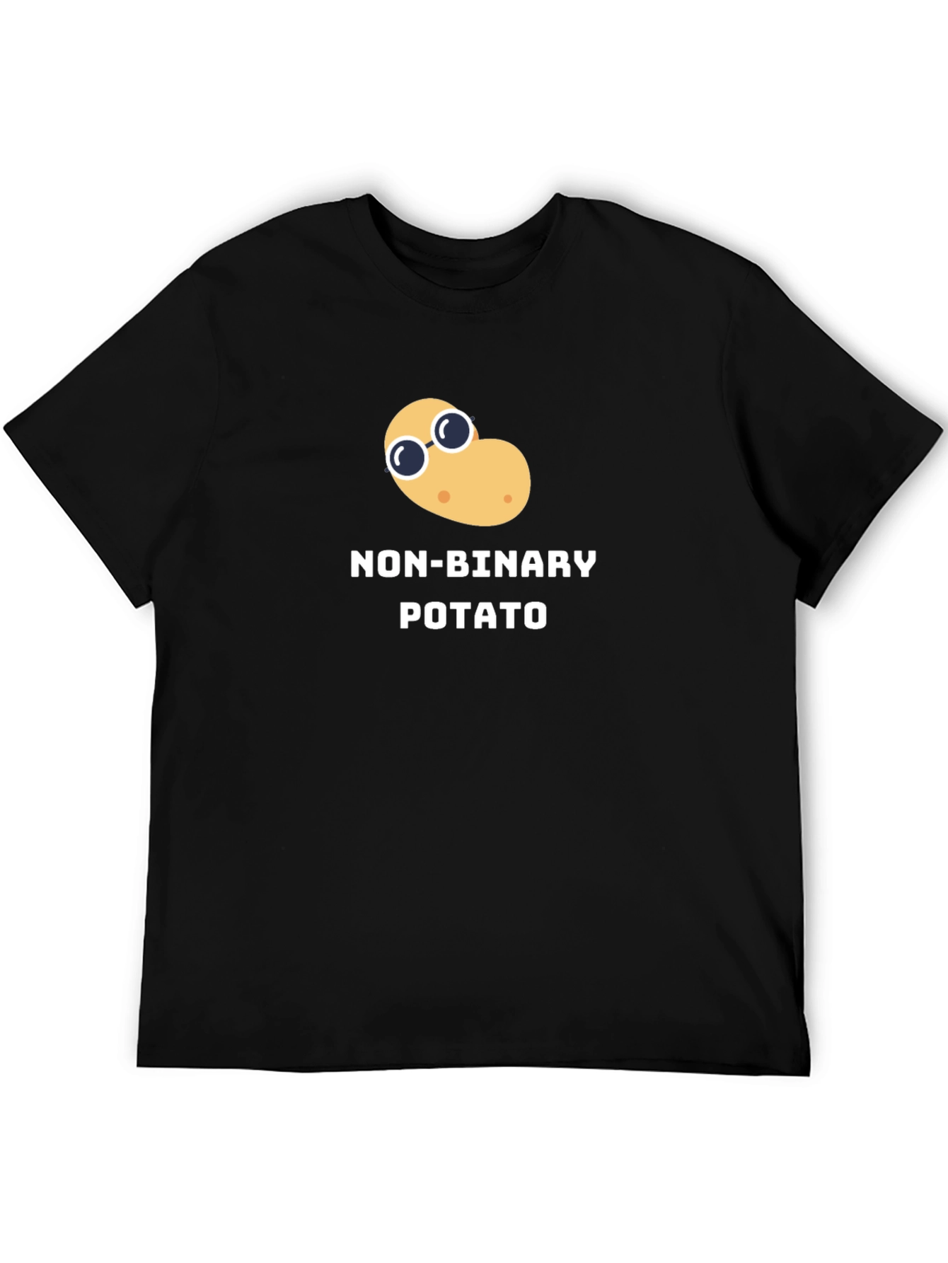 Black Non-Binary Potato Graphic Tee - Black Unisex T-Shirt view 5