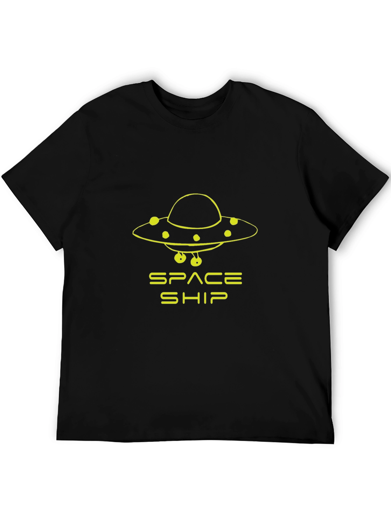Black Space Ship UFO Graphic T-Shirt - Black view 5