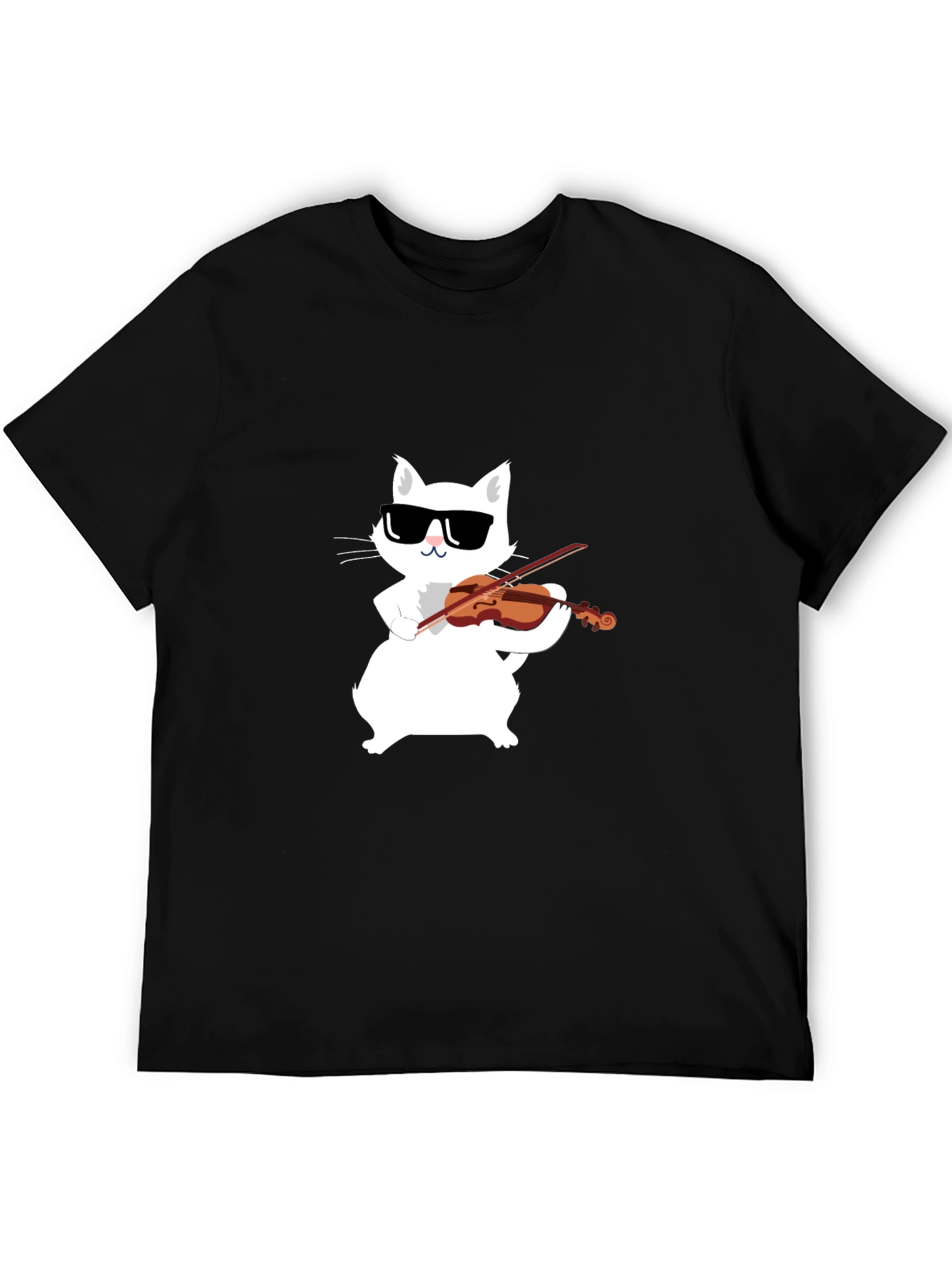 Black Cool Cat Violinist Graphic Tee view 5