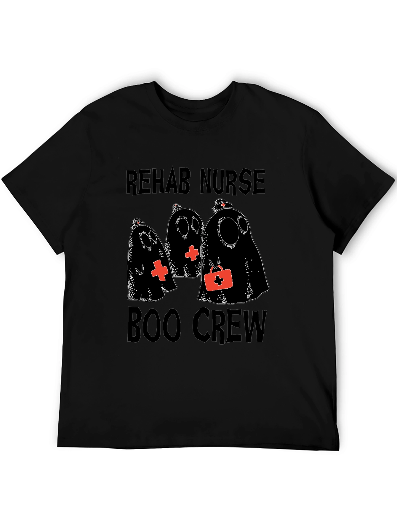 Black Rehab Nurse Boo Crew Halloween T-Shirt view 5