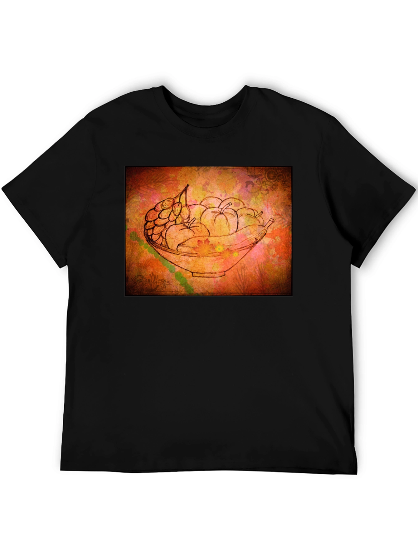 Black Fruit Bowl Graphic Tee - Artistic Black T-Shirt view 5