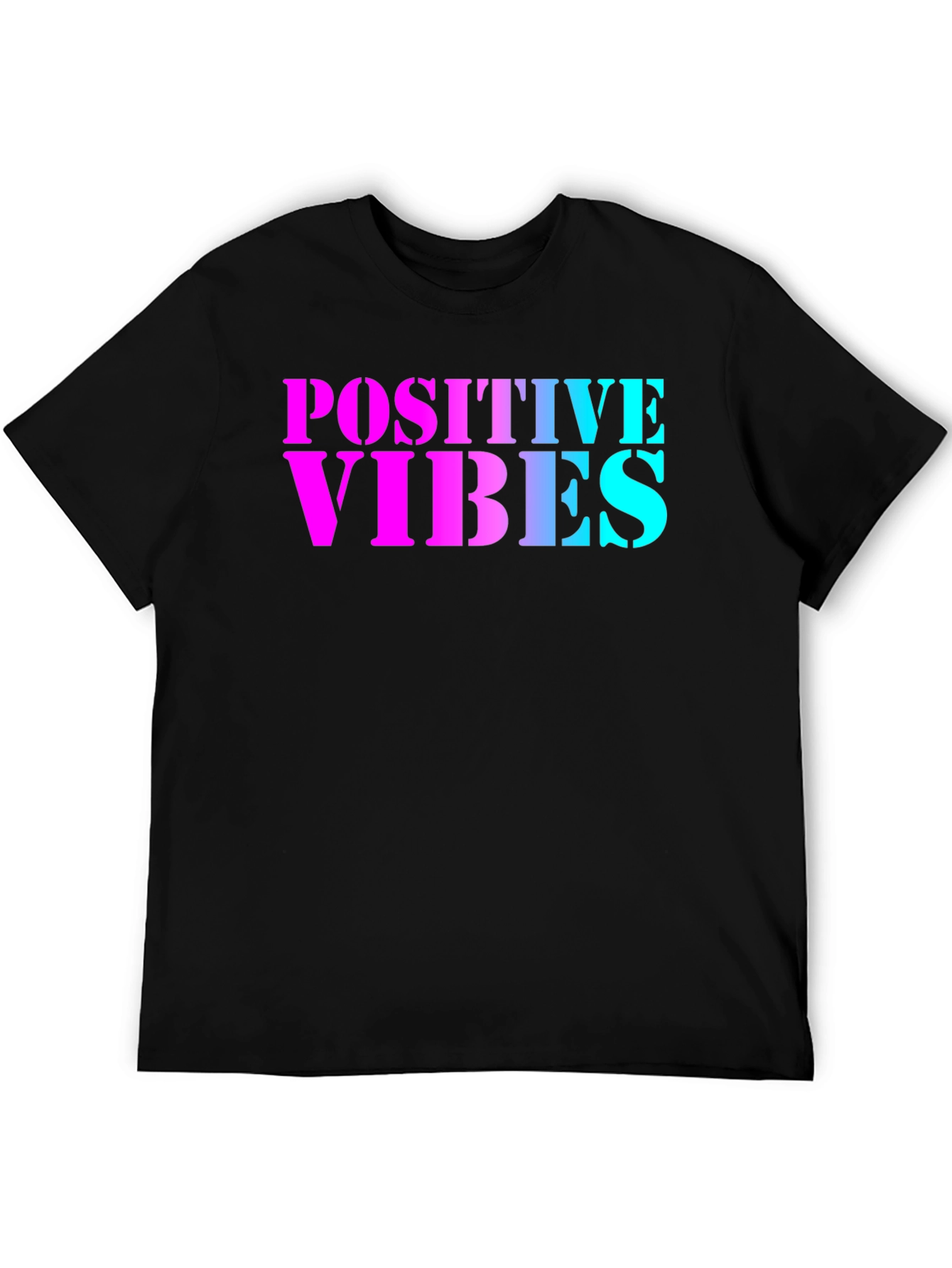 Black Positive Vibes T-Shirt - Black Crew Neck Tee view 5