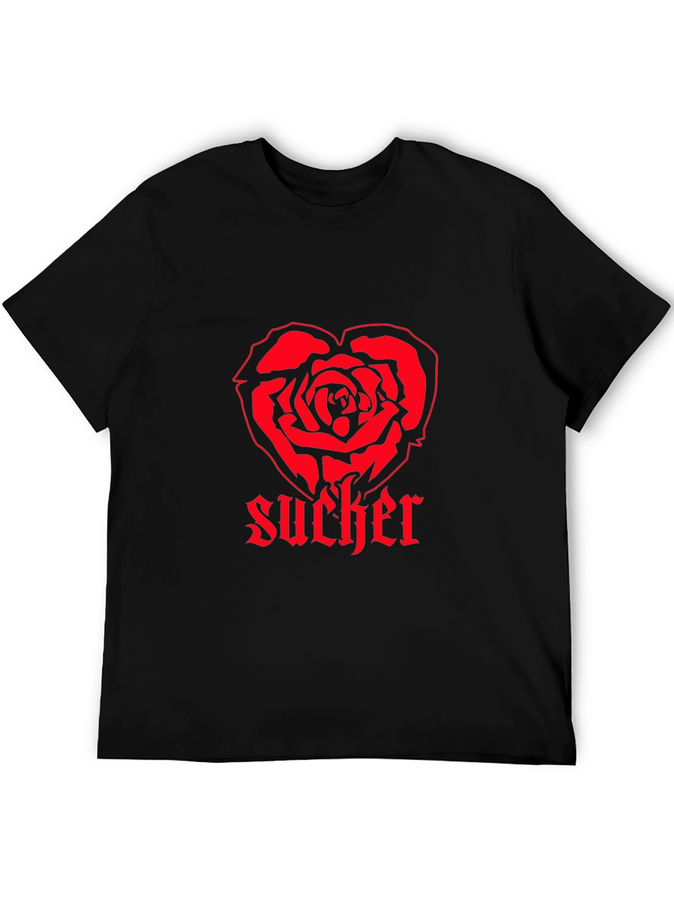 Black Sucker Heart Rose Graphic T-Shirt view 5