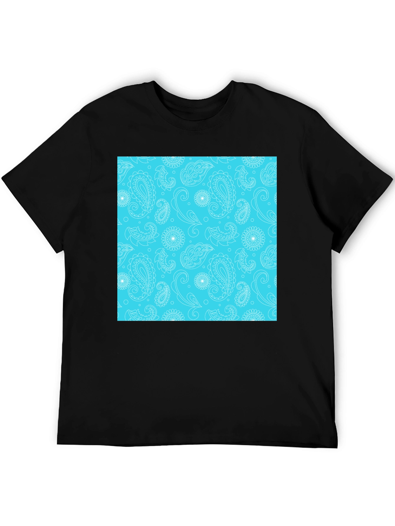 Paisley Pattern Tee - Stylish Black Cotton T-Shirt - 5