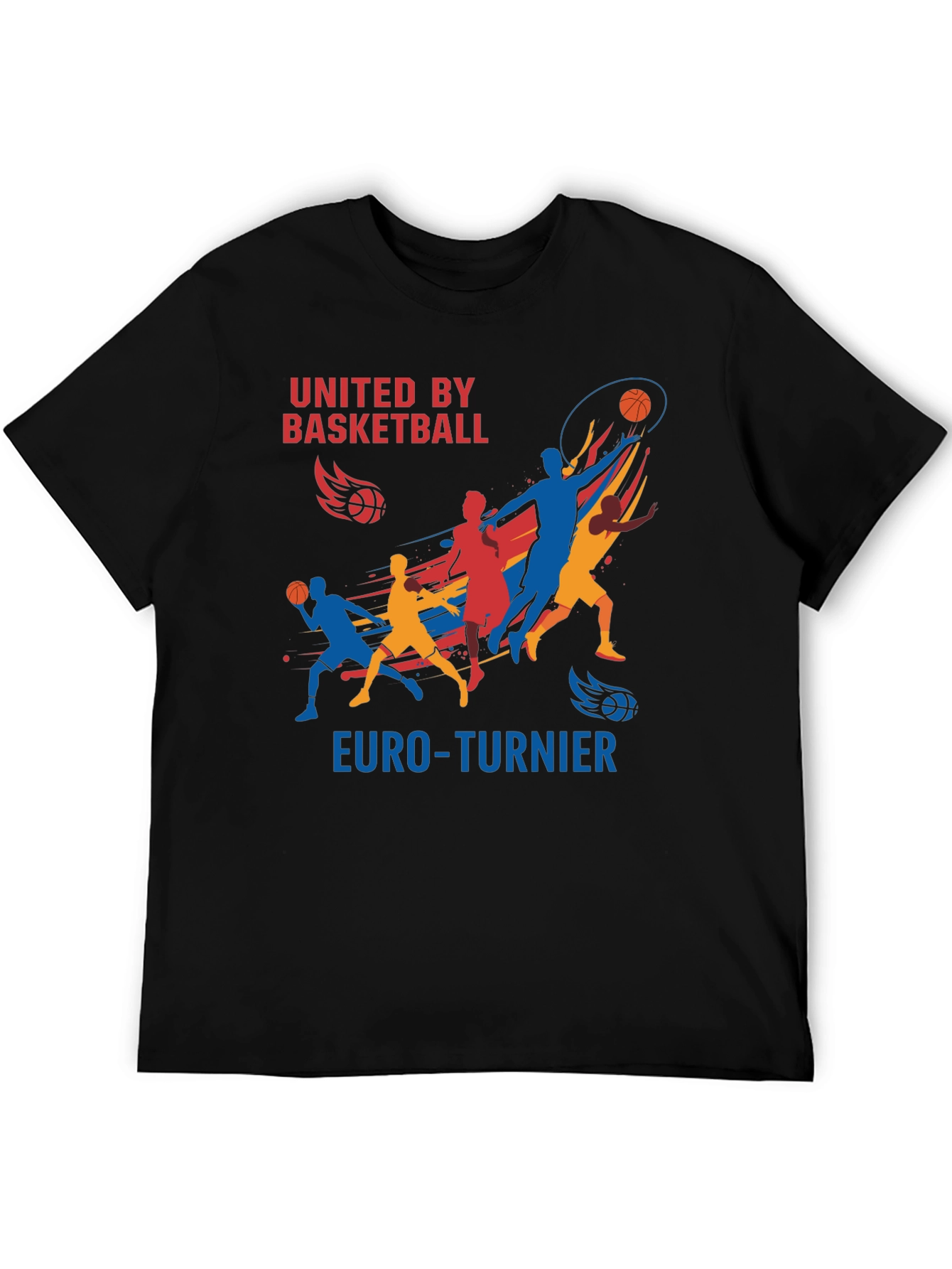 Black United by Basketball Euro-Turnier Black T-Shirt view 5