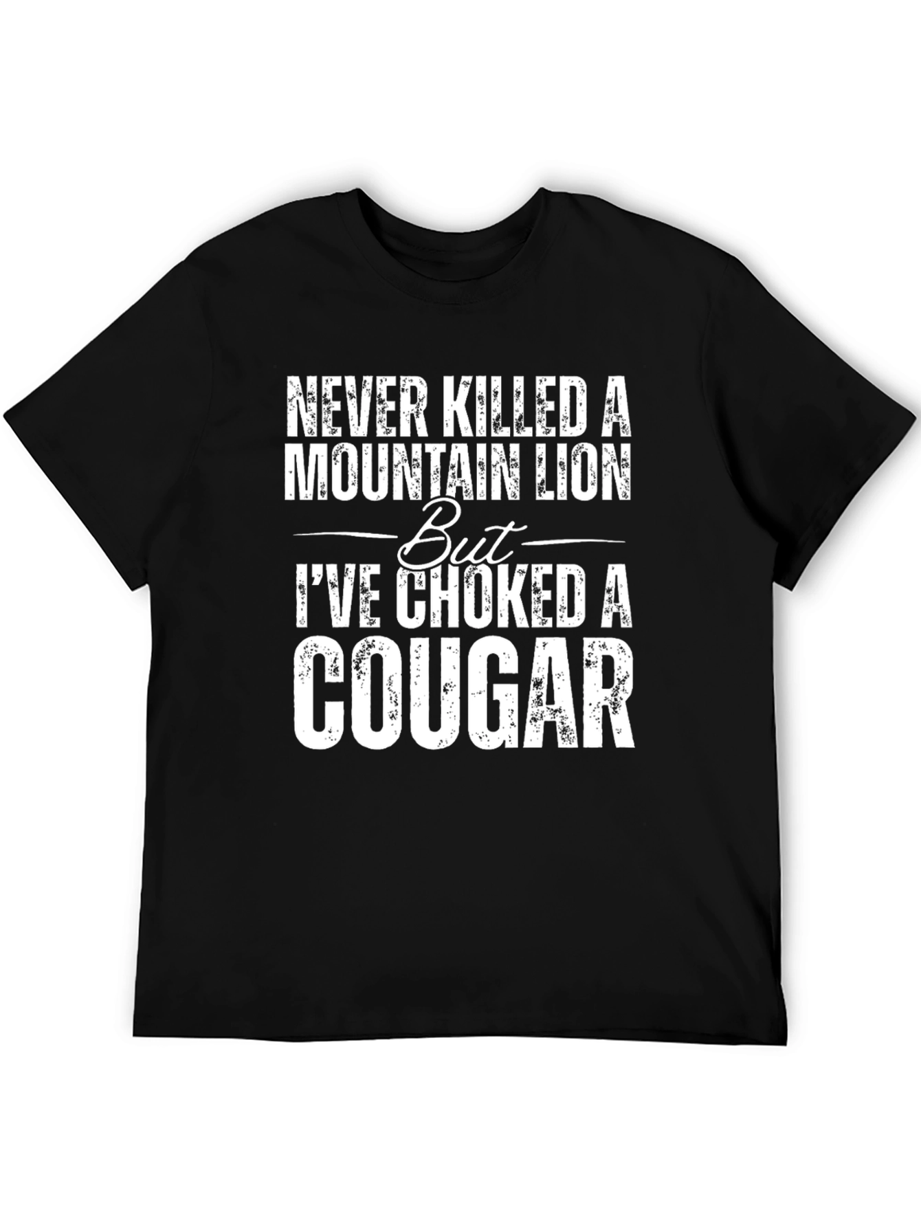 Black Choked a Cougar Graphic Tee - Funny Novelty T-Shirt view 5