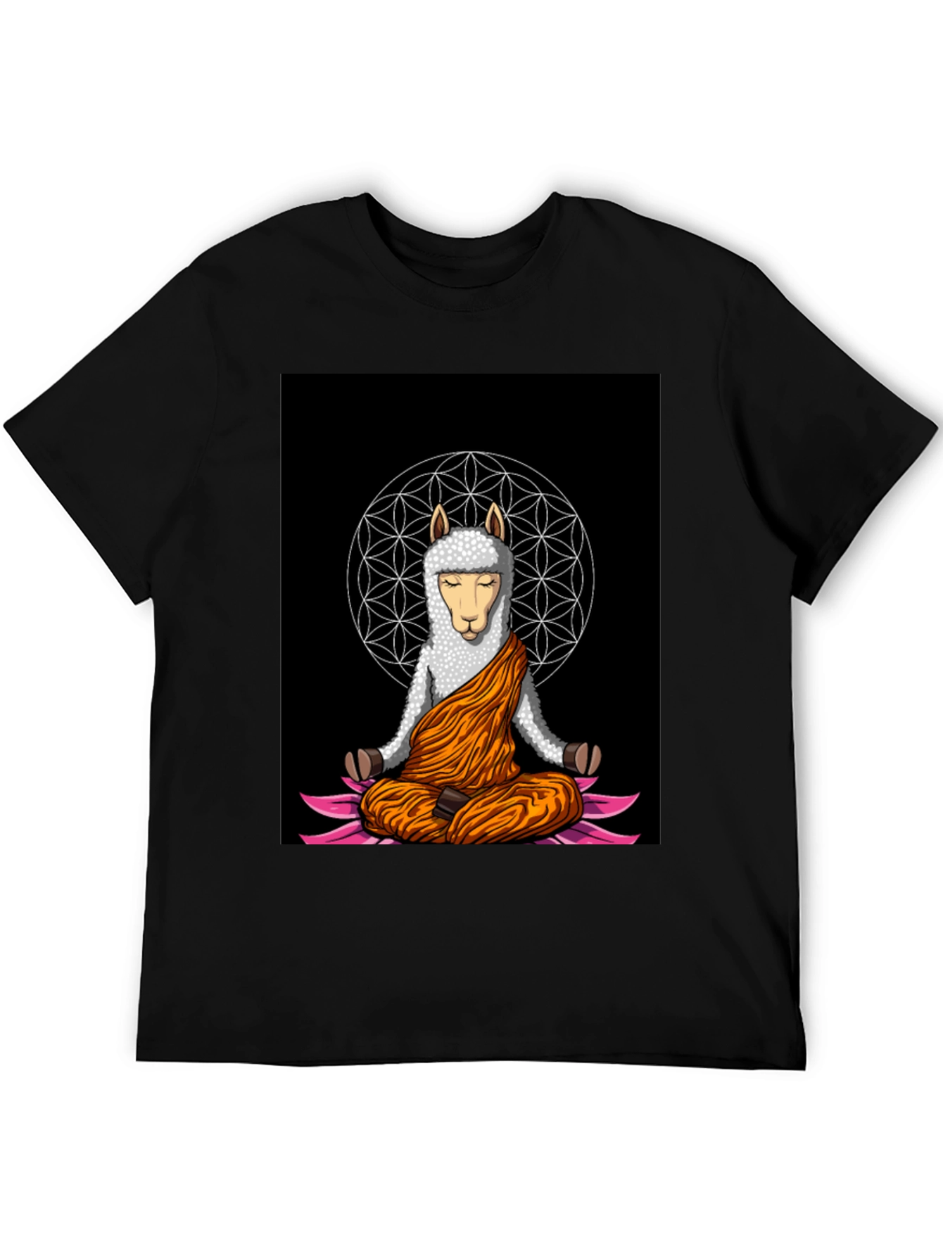 Black Meditating Llama Graphic T-Shirt - Zen Style view 5