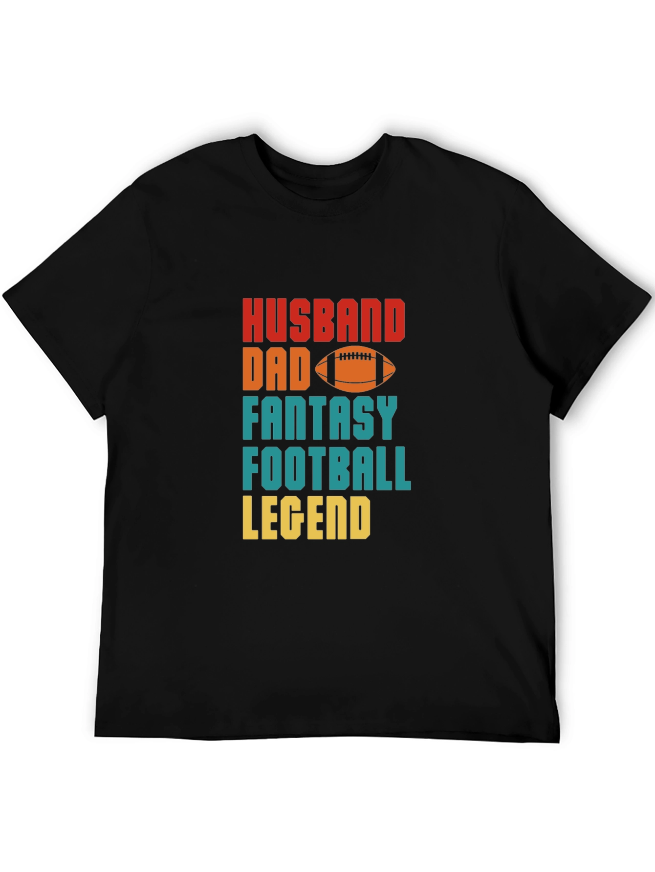Black Husband Dad Fantasy Football Legend T-Shirt view 5
