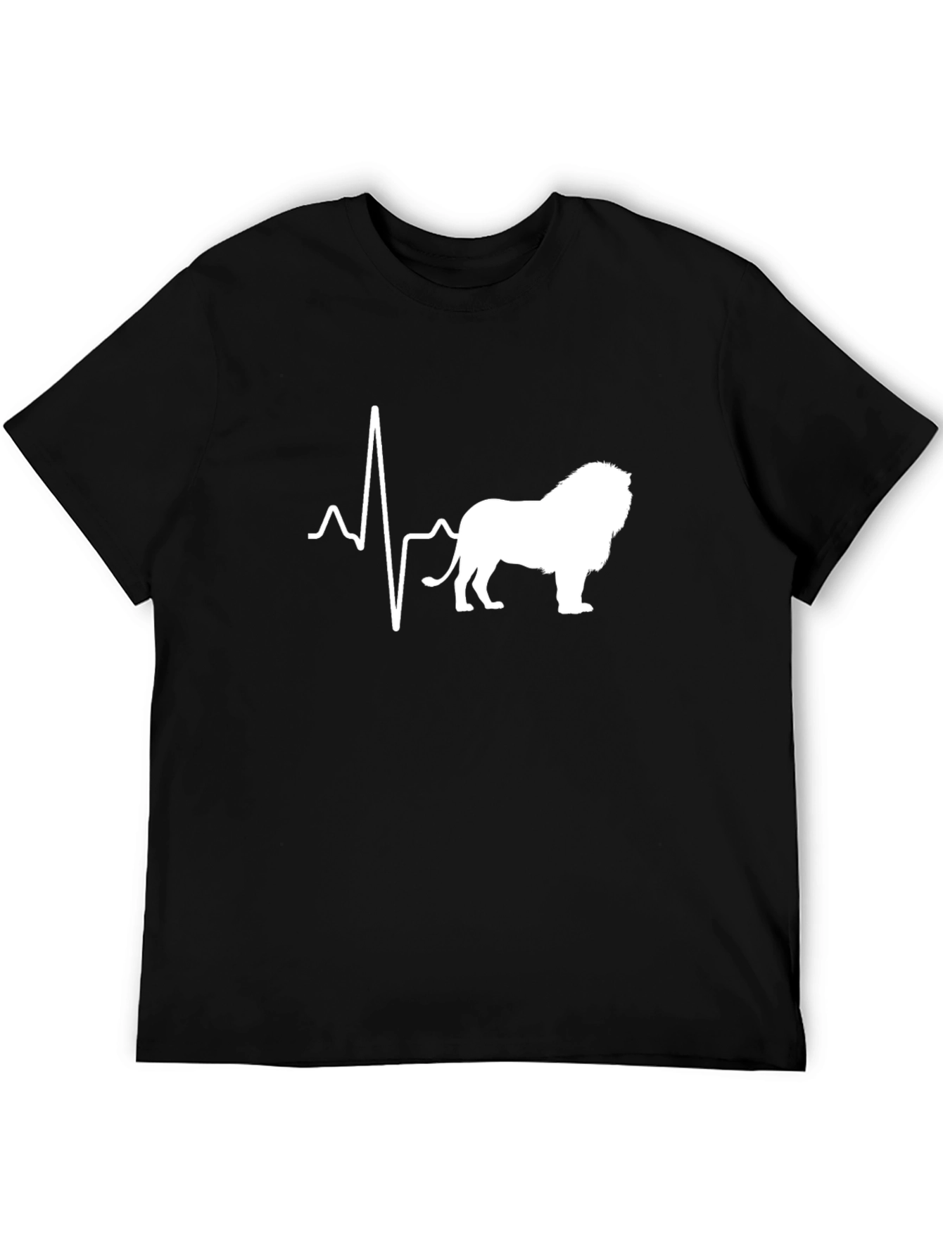 Black Lion Heartbeat T-Shirt - Black Graphic Tee view 5