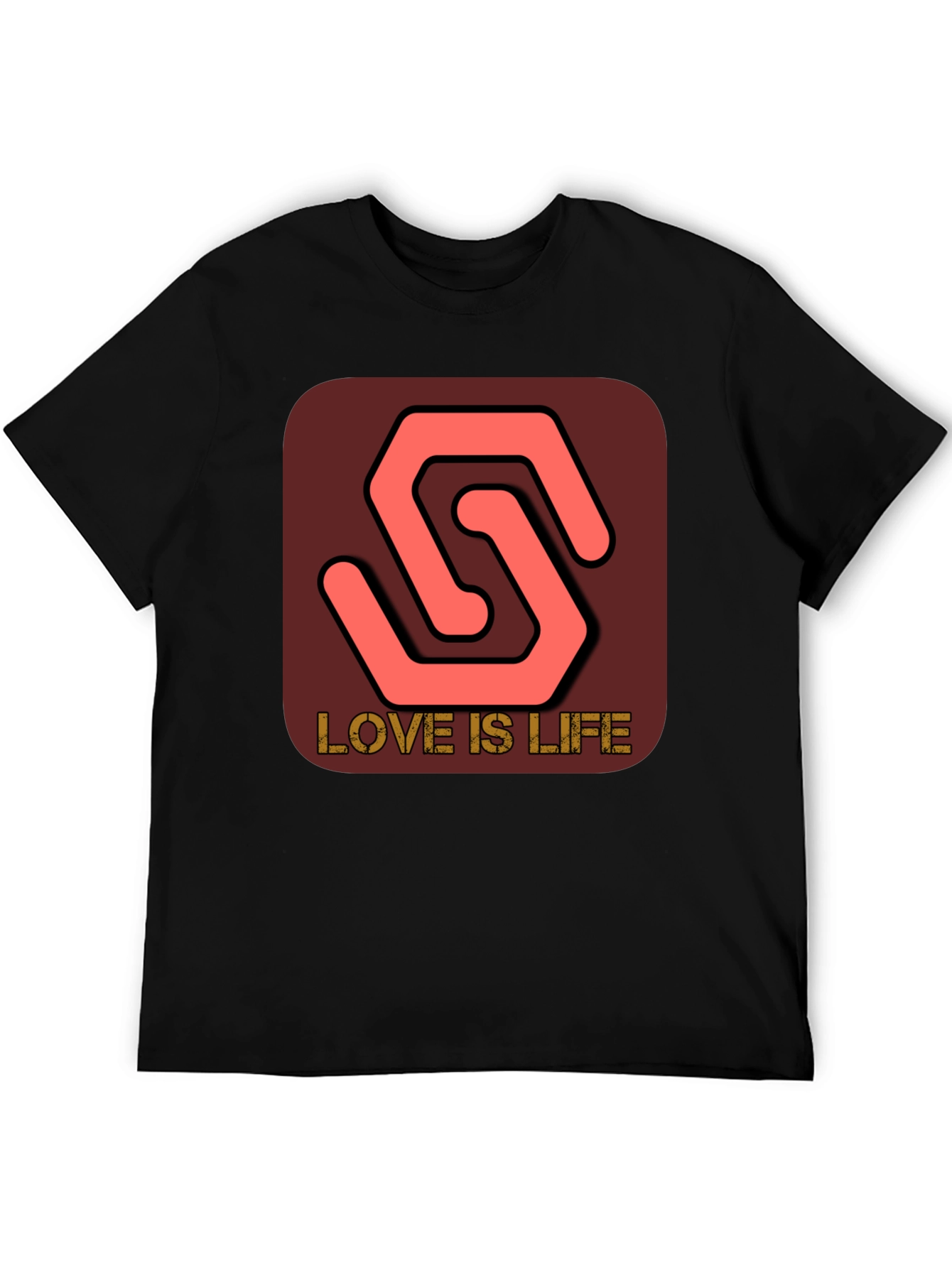Black Love Is Life Stylish Graphic Tee - Black view 5