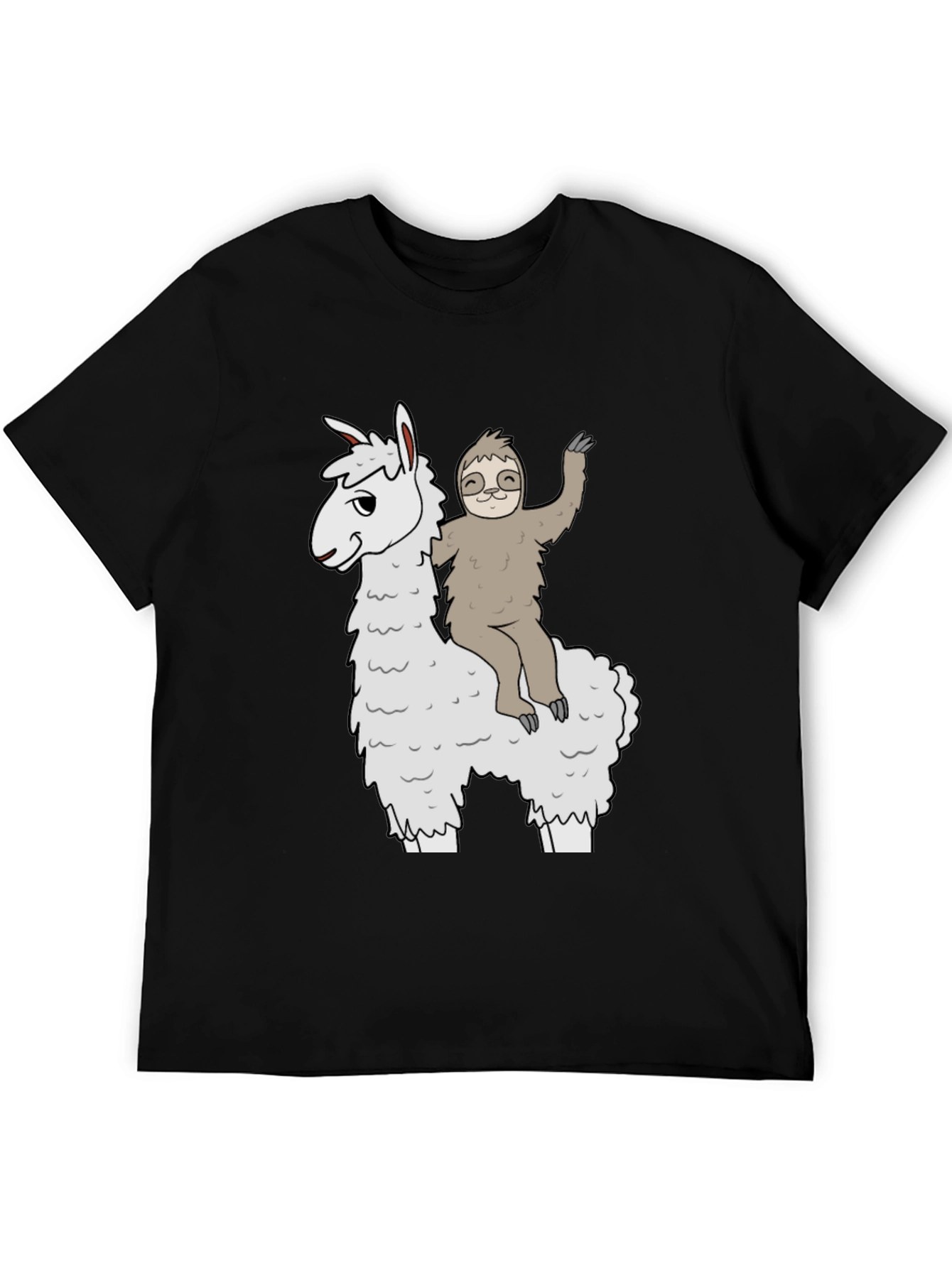Black Llama & Sloth T-Shirt - Fun Graphic Tee view 5