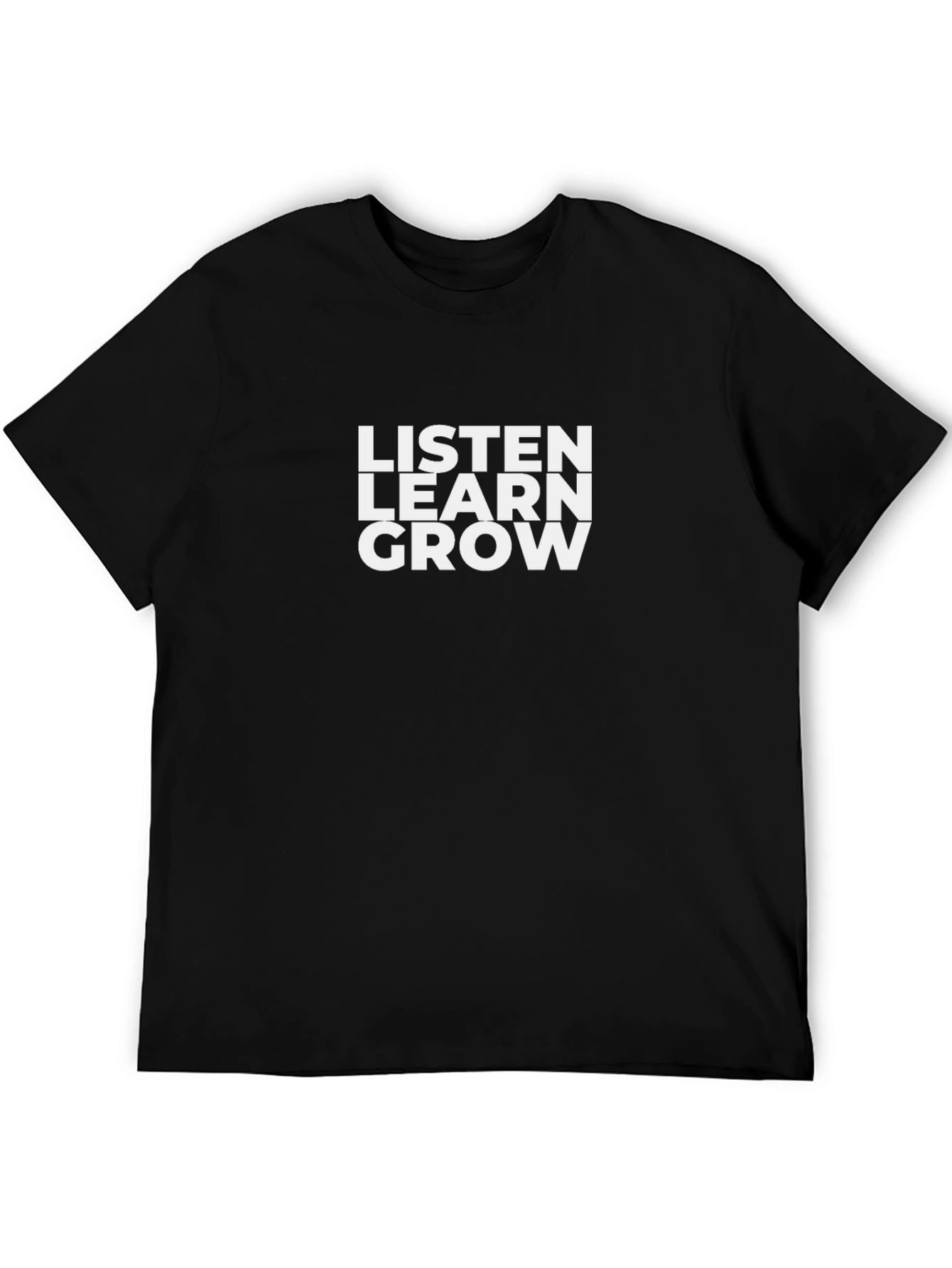 Black Listen Learn Grow Graphic Tee - Black Cotton T-Shirt view 5