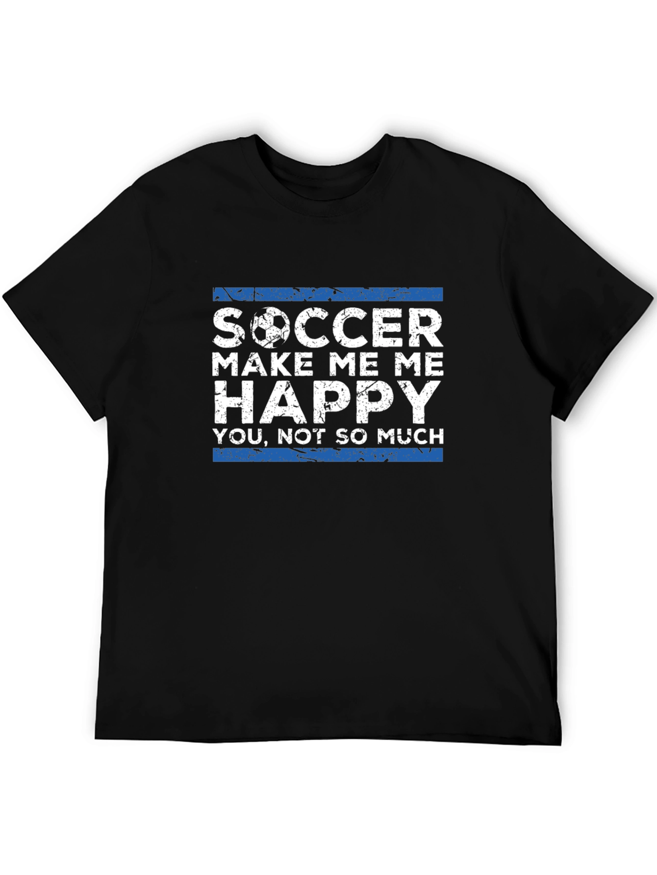 Black Soccer Make Me Happy Black Graphic Tee view 5