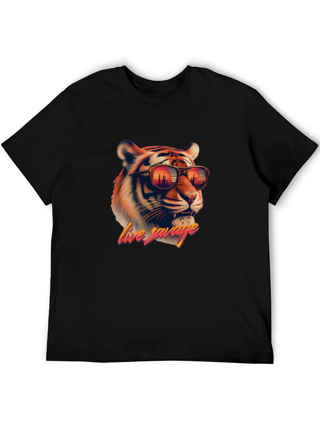Black Live Savage Tiger Graphic Tee - Cool Black T-Shirt view 5