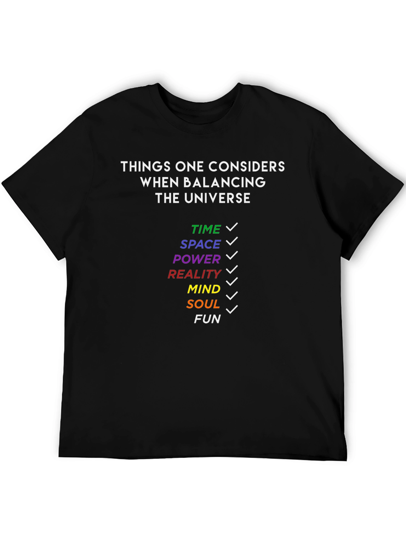 Black Balancing Universe T-Shirt - Fun Geeky Tee view 5