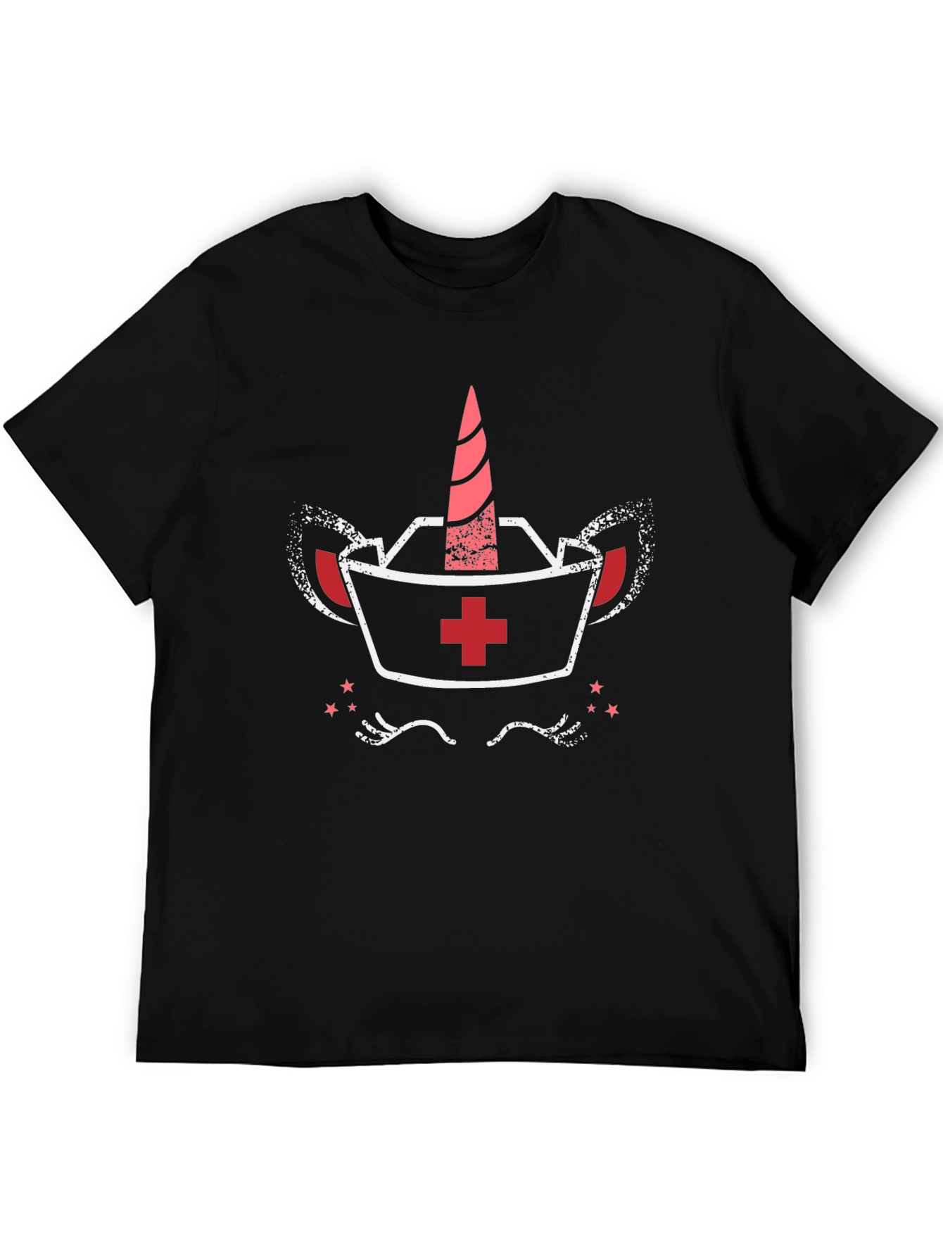 Black Unicorn Nurse T-Shirt - Black, Novelty Graphic Tee view 5