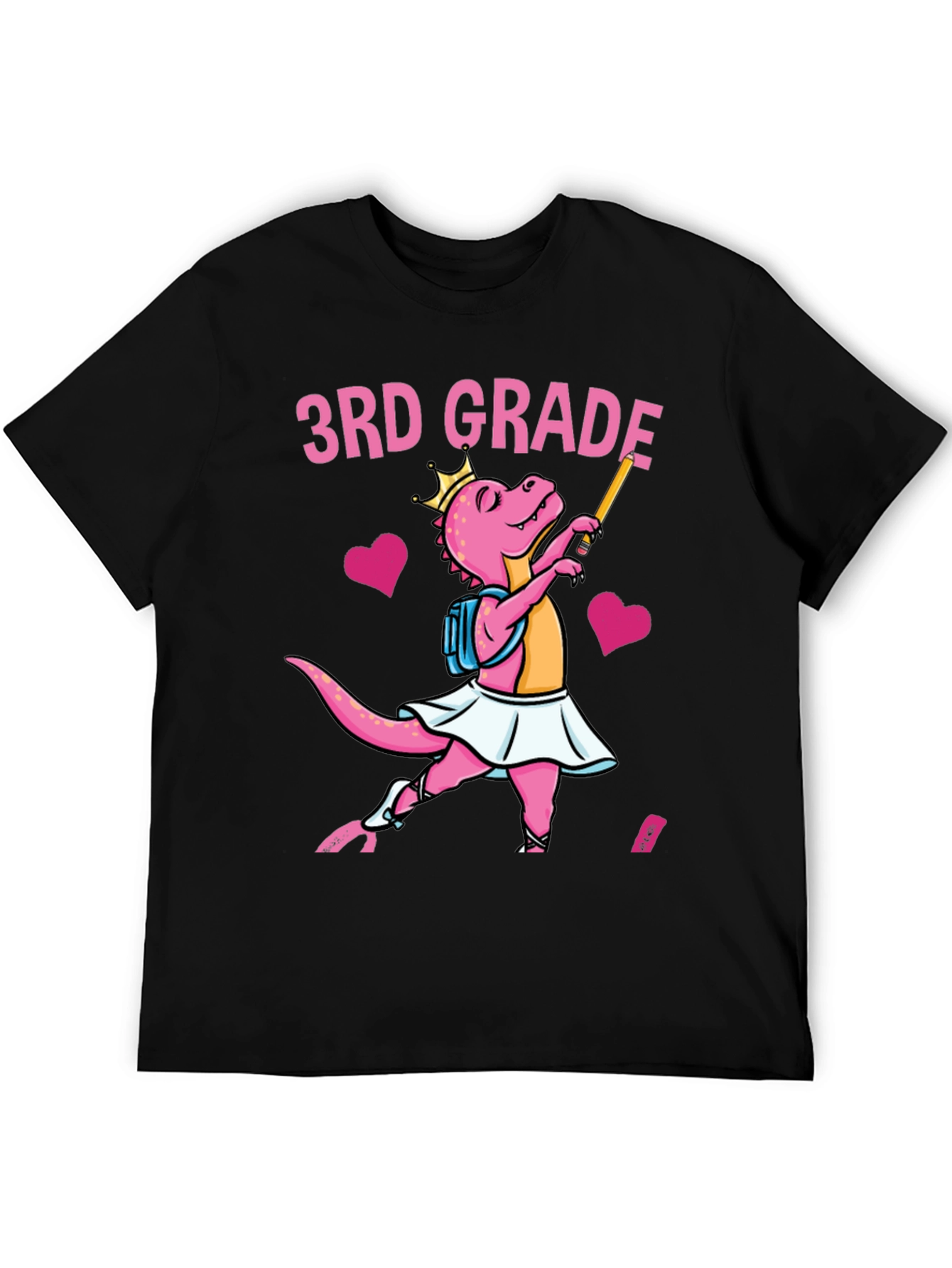 Black 3rd Grade Dinosaur T-Shirt view 5
