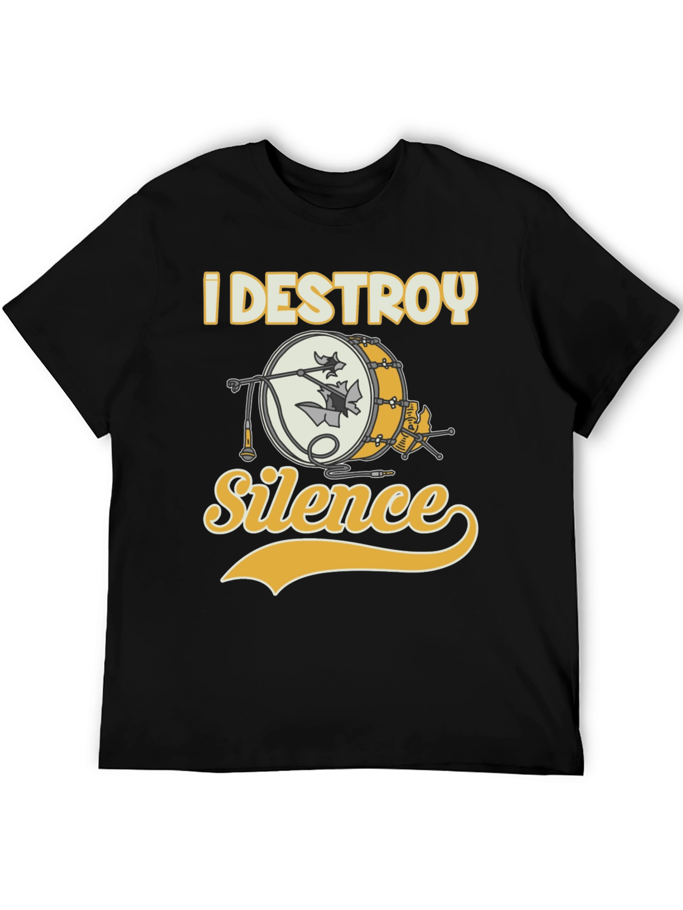 Black I Destroy Silence Drummer T-Shirt - Black view 5