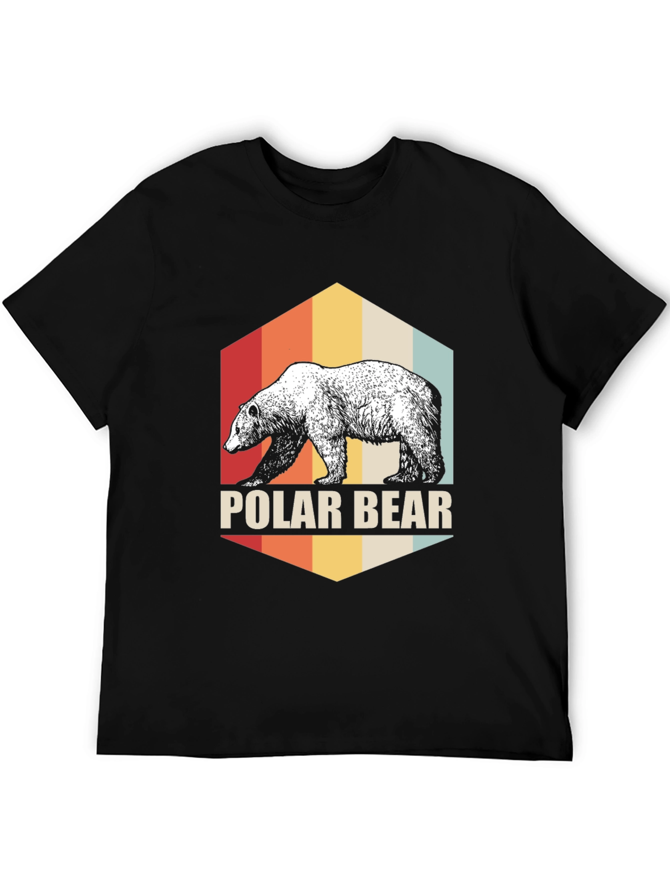Black Retro Polar Bear Graphic T-Shirt - Classic Black Tee view 5