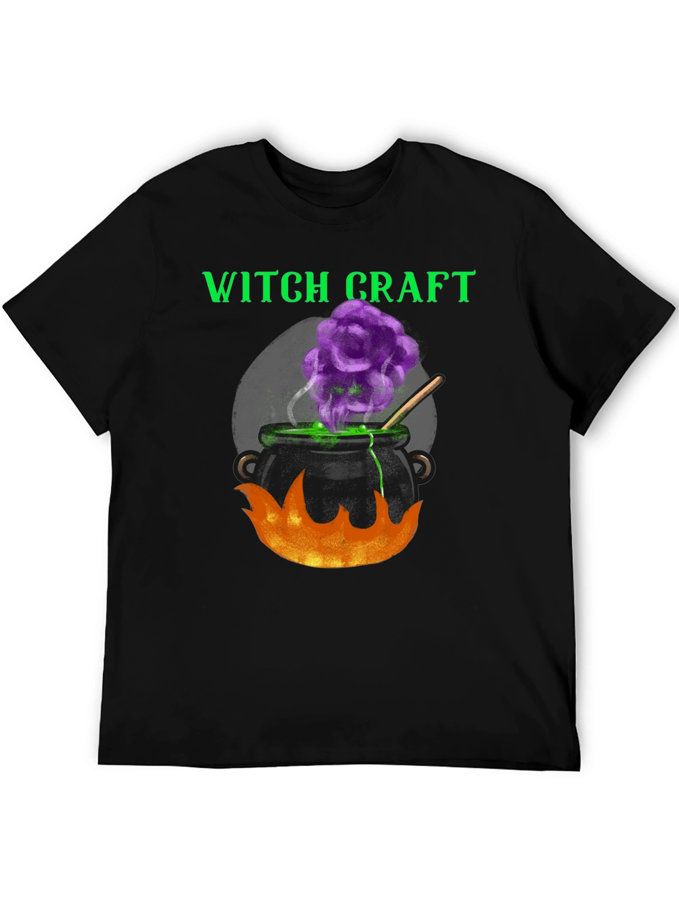 Black Witchcraft Cauldron Graphic Tee - Halloween Apparel view 5
