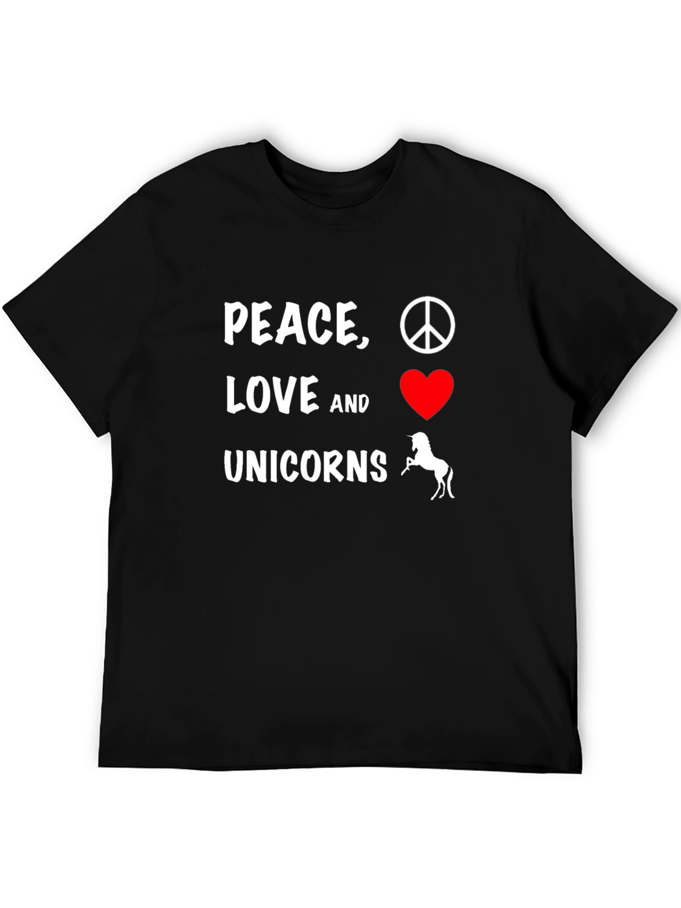 Black Peace, Love & Unicorns Graphic T-Shirt - Black view 5