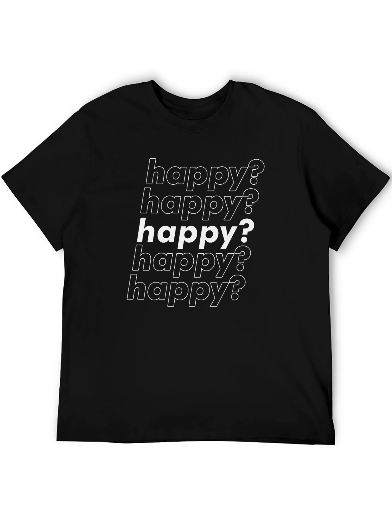 Black Happy Graphic Print Black T-Shirt view 5