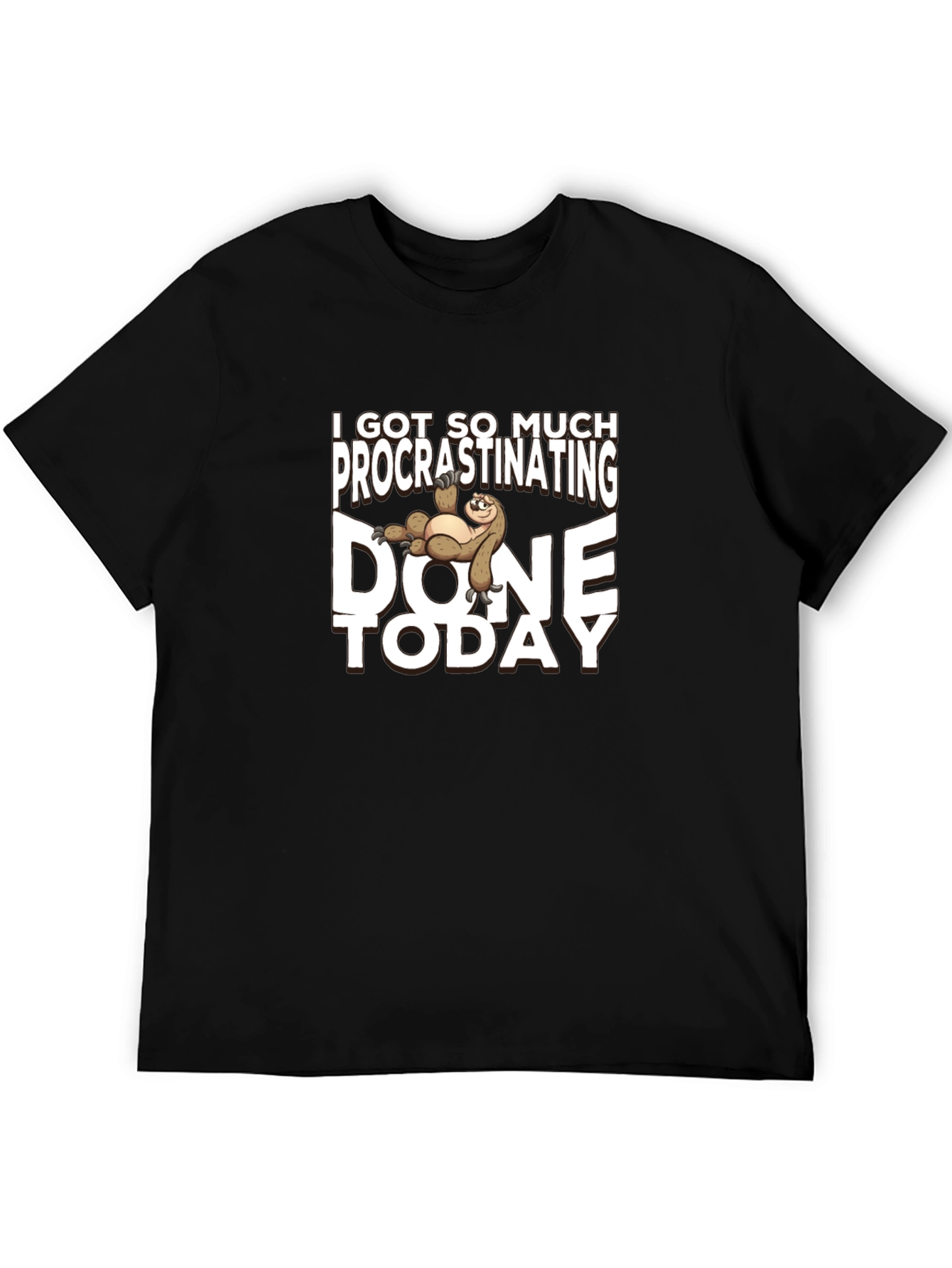 Black Procrastinating Sloth T-Shirt - Lazy Day Humor view 5