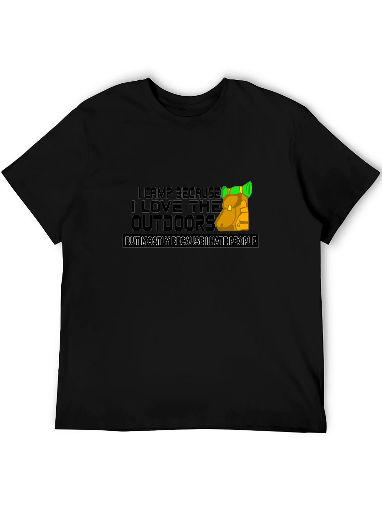 Black I Camp Because I Hate People Black T-Shirt view 5