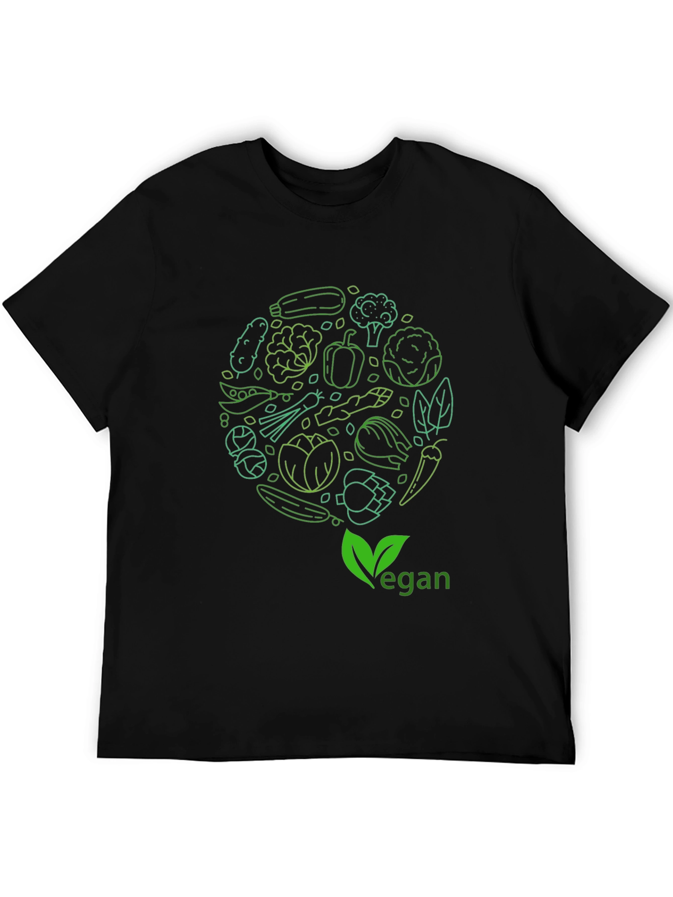 Black Vegan Vegetable Circle T-Shirt - Eat Green! view 5