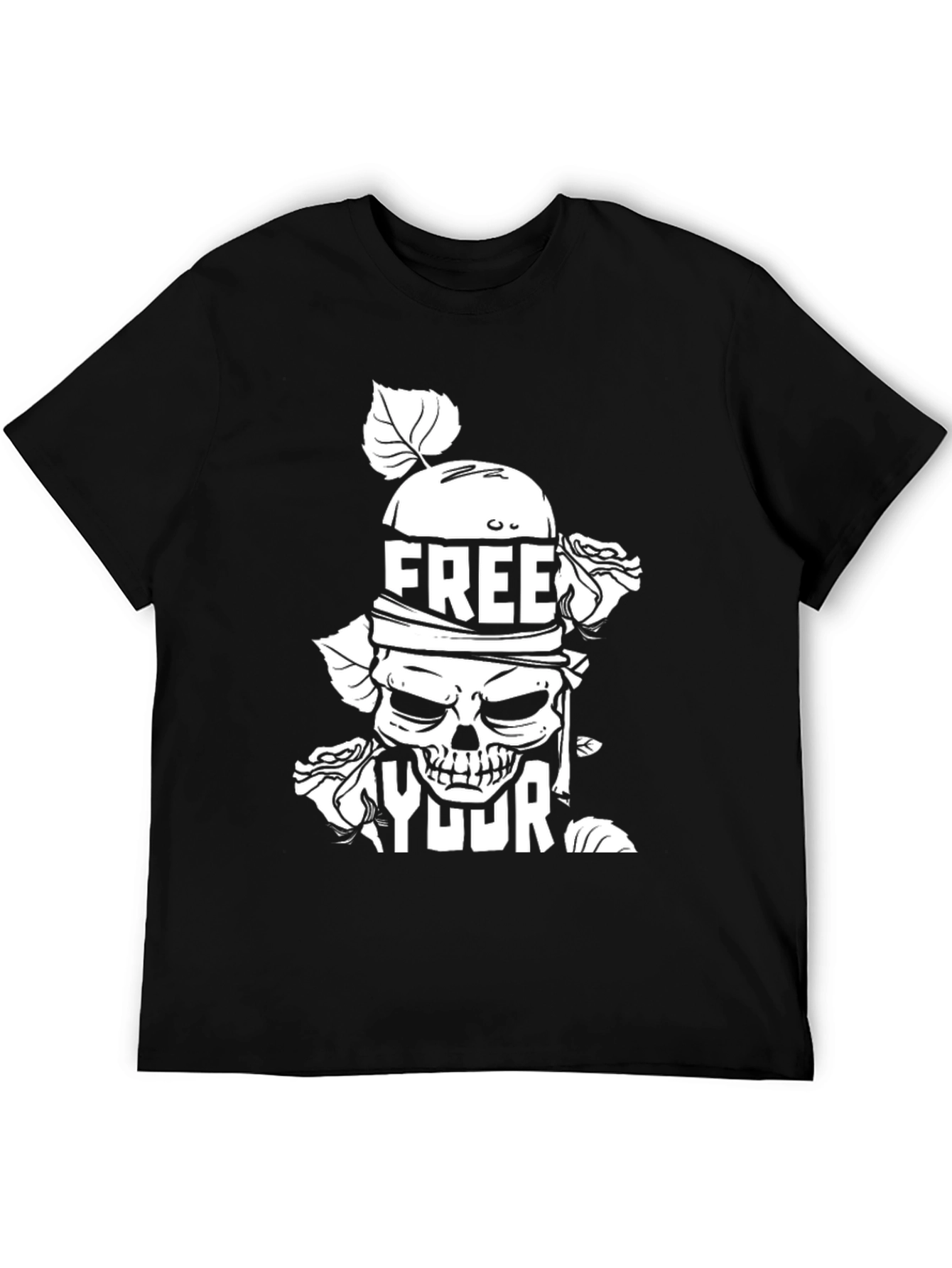 Black Free Your Mind Graphic Tee - Skull & Roses view 5