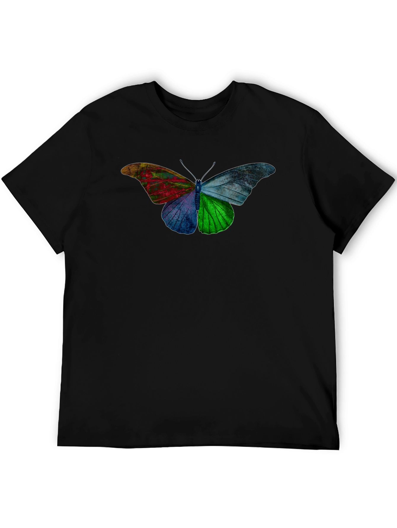 Black Colorful Butterfly Graphic Tee - Casual Comfort view 5