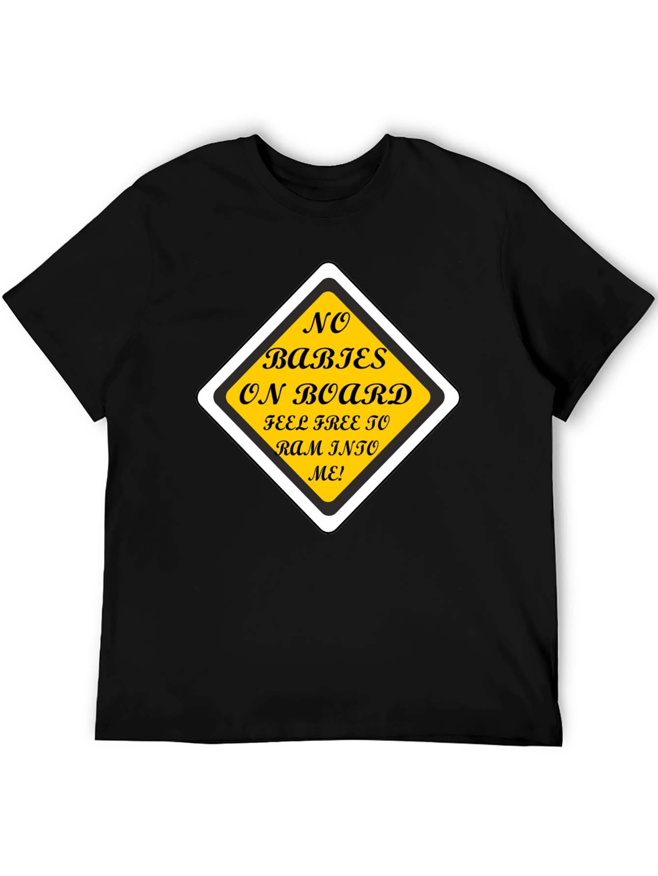 Black Funny "No Babies on Board" Graphic Tee view 5