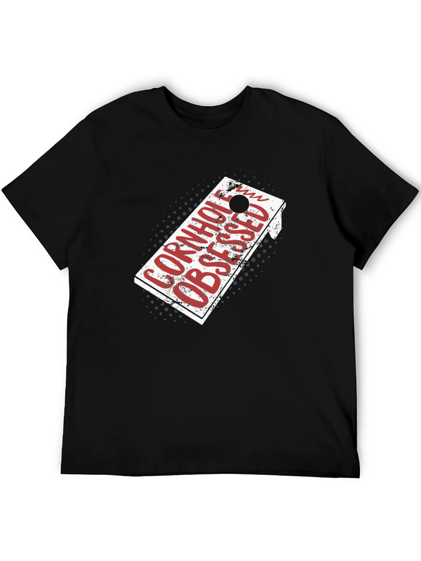 Black Cornhole Obsessed T-Shirt - Black Crew Neck Tee view 5