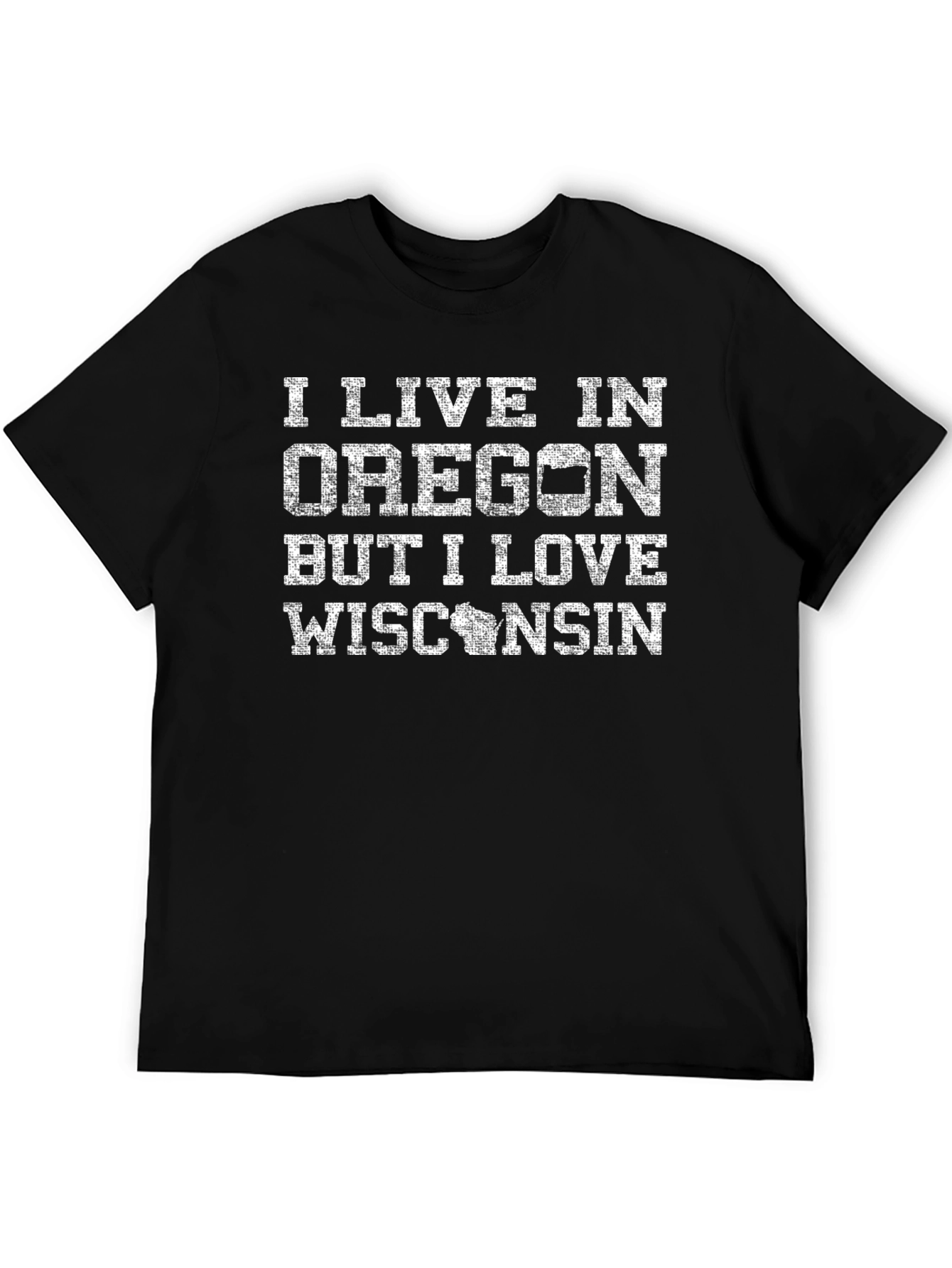 Black Oregon Wisconsin Novelty Graphic T-Shirt view 5