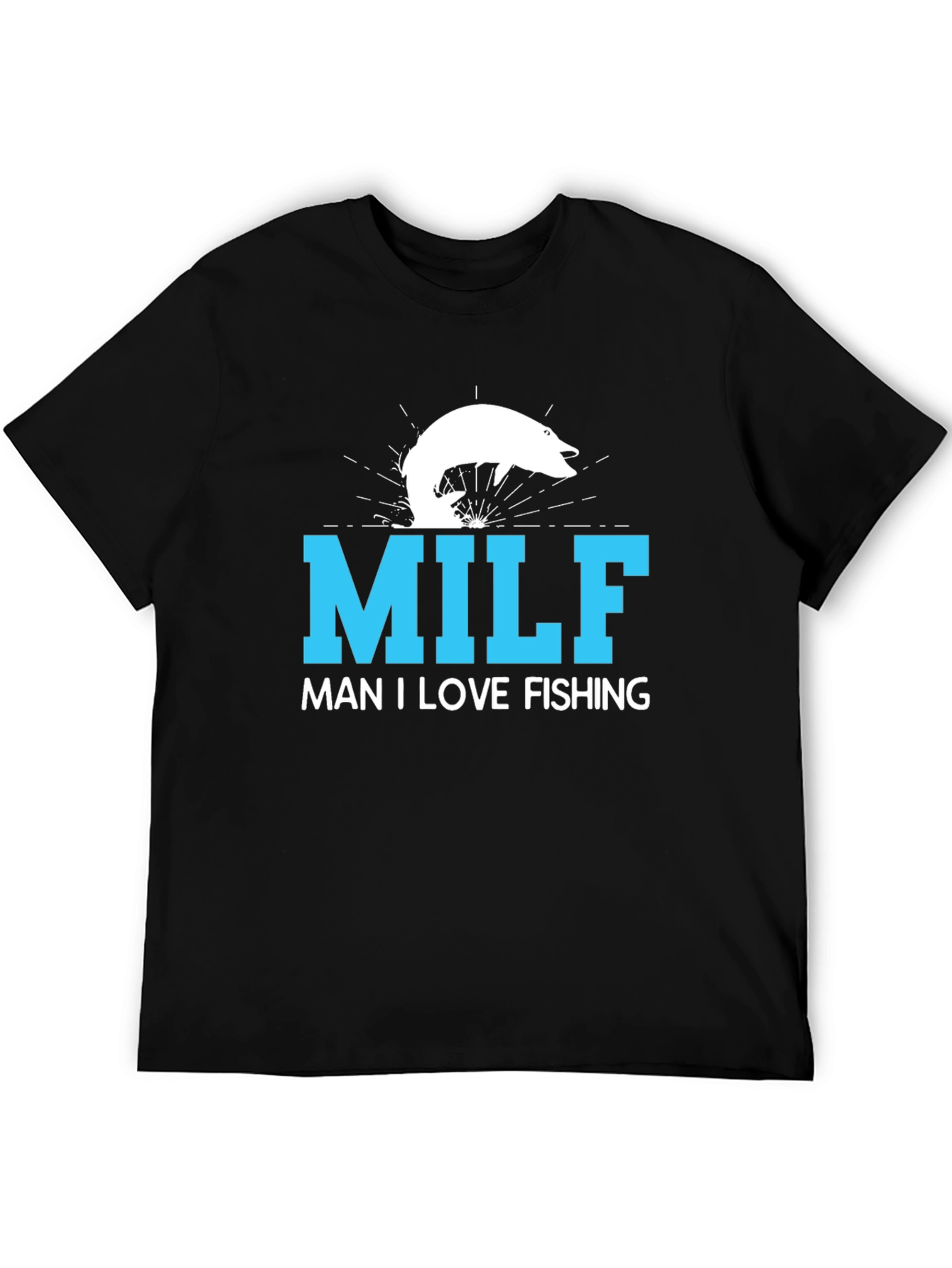 Black MILF Man I Love Fishing T-Shirt Black Cotton Tee view 5