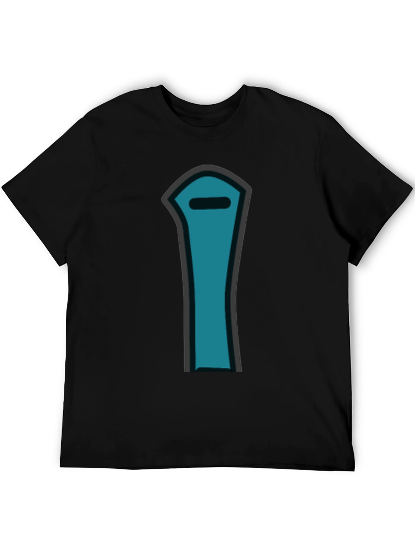 Black Minimalist Blue Character T-Shirt view 5