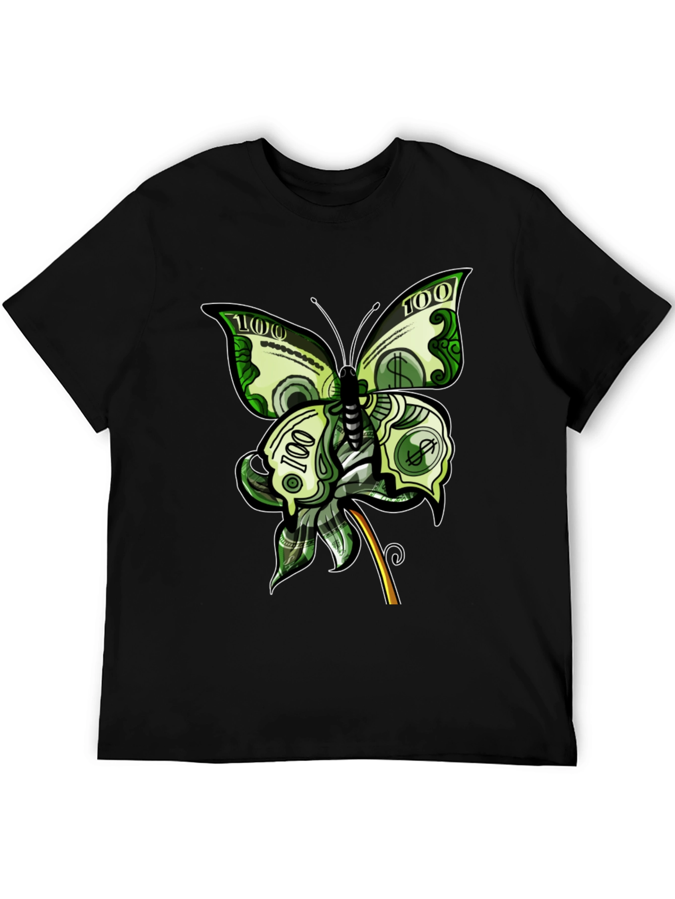 Black Money Butterfly Graphic Tee - Black view 5