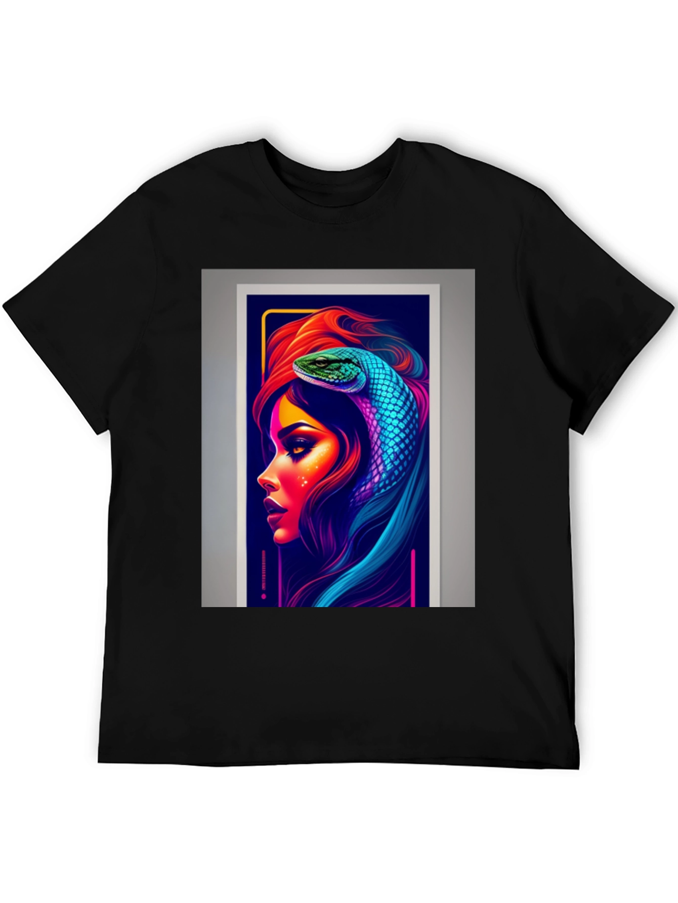 Black Neon Snake Woman Graphic Tee - Stylish & Unique view 5