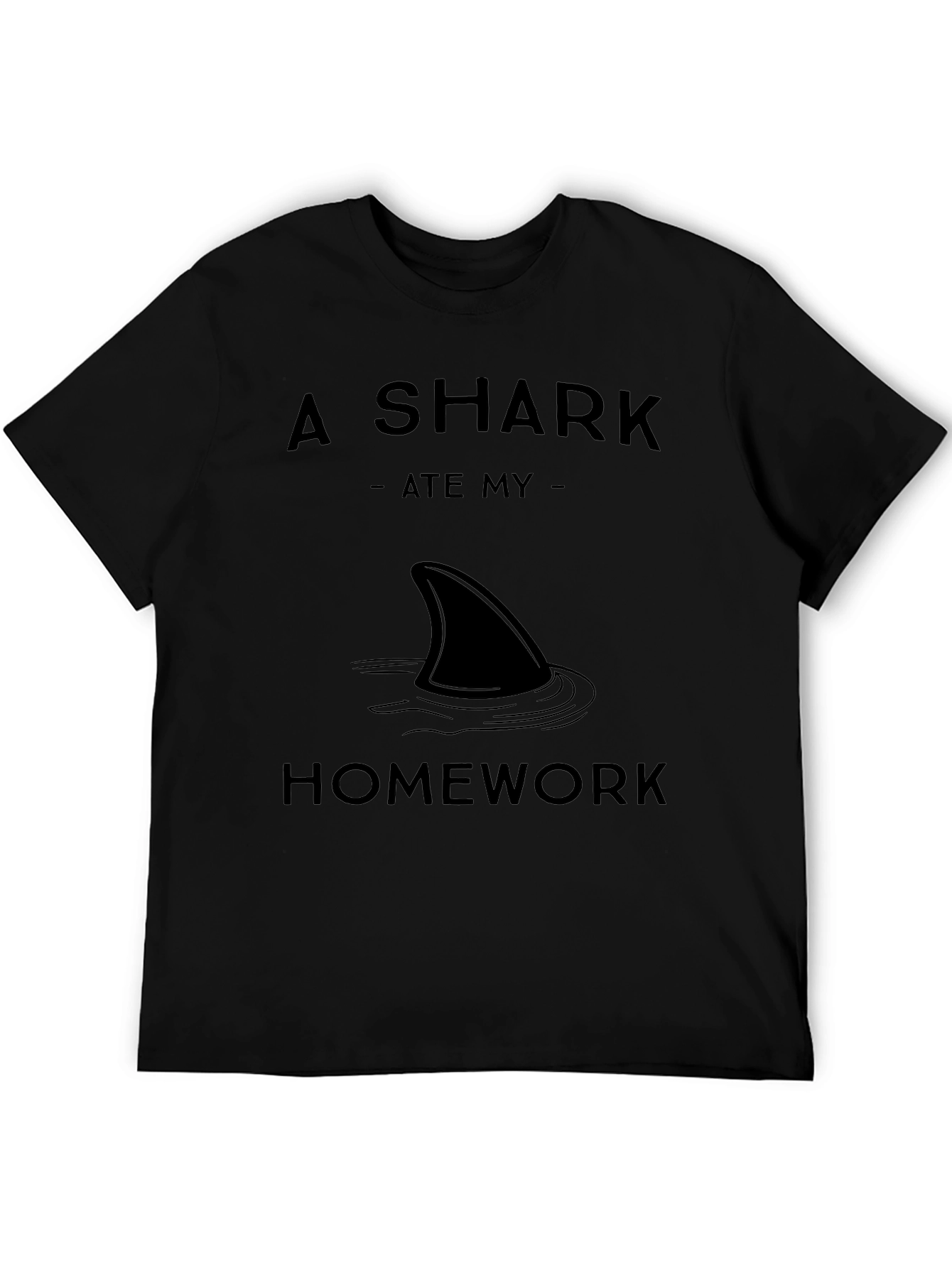 Black A Shark Ate My Homework Graphic T-Shirt view 5