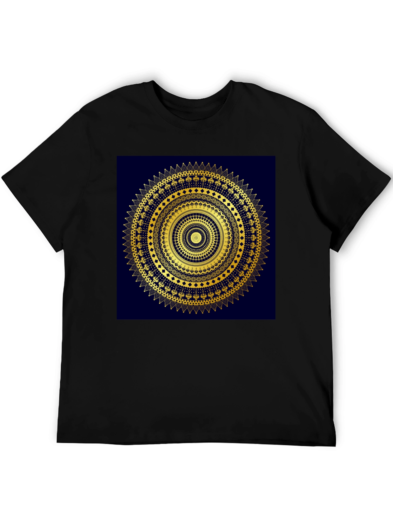 Black Gold Mandala Design Black T-Shirt view 5