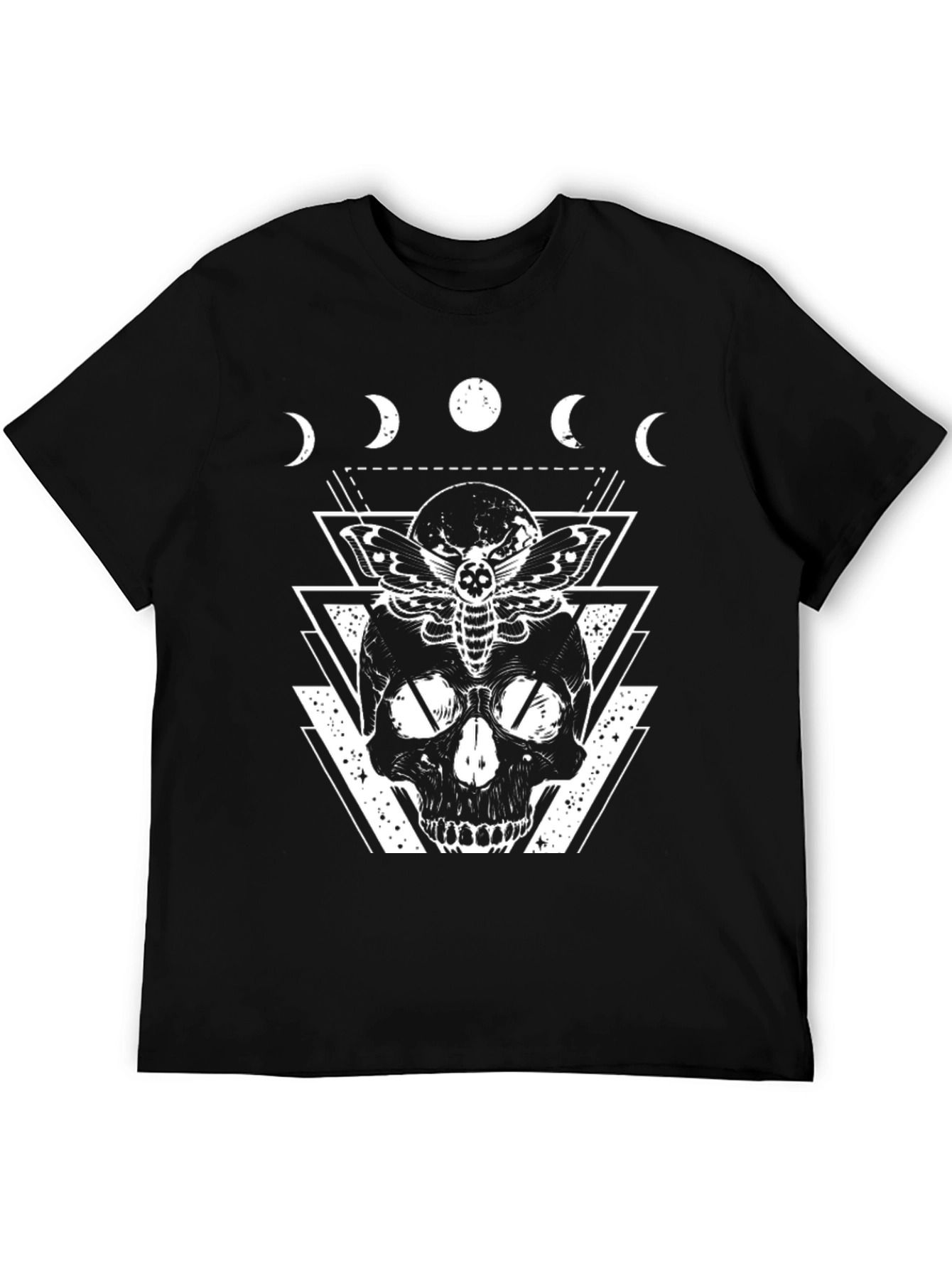 Skull & Moth Graphic Tee - Black Gothic Design - 5