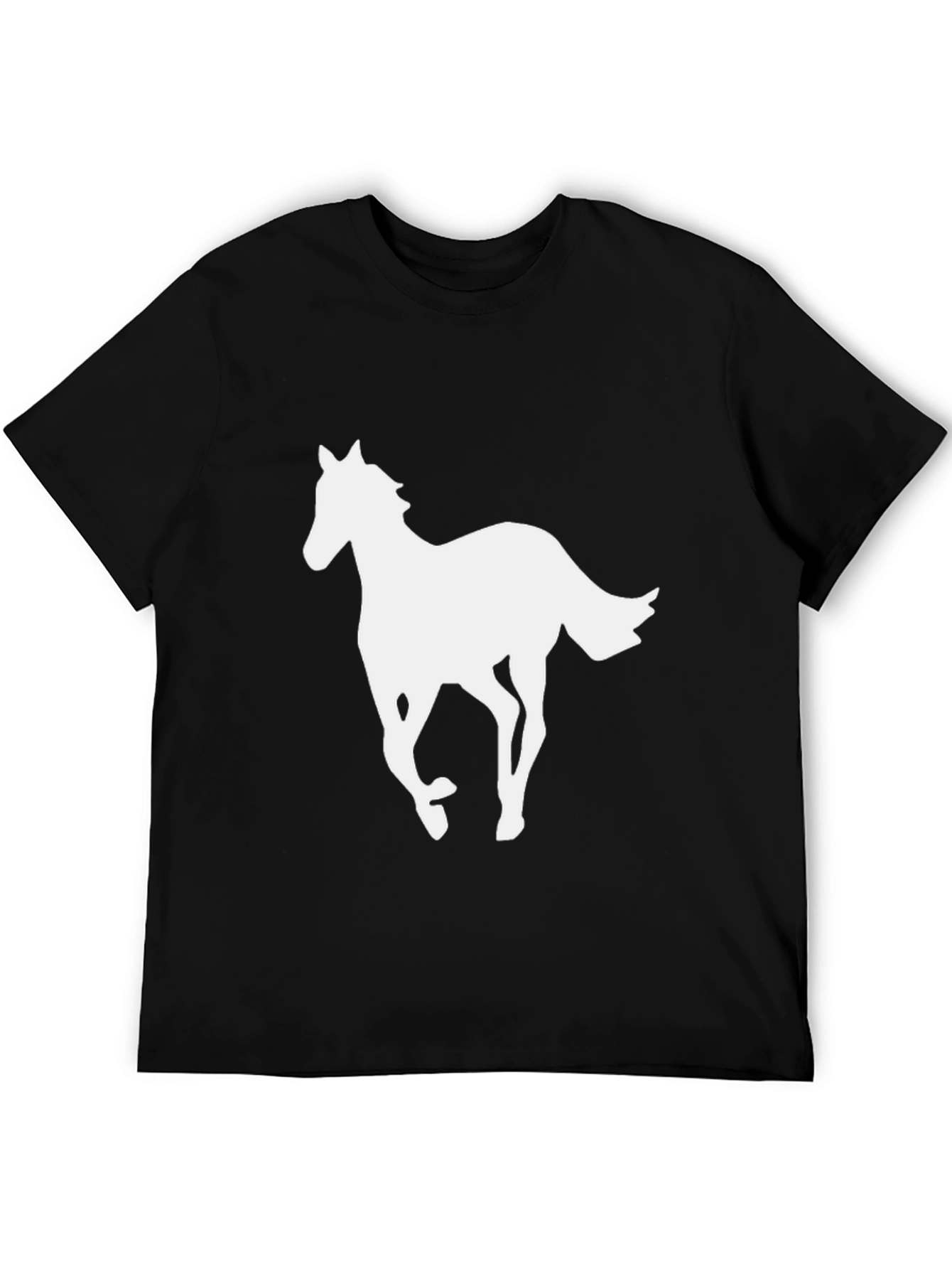 Black Black T-Shirt with White Horse Graphic view 5